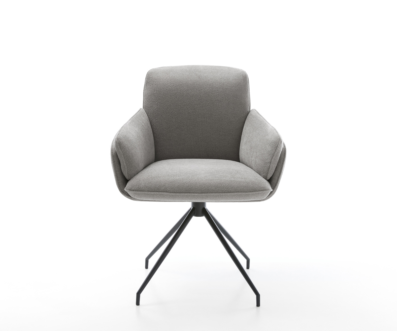 Jedálenská stolička Luan-Flex s opierkami texturovaná látka mäkký sivá krížová podstava zúžená čierna - Image 2