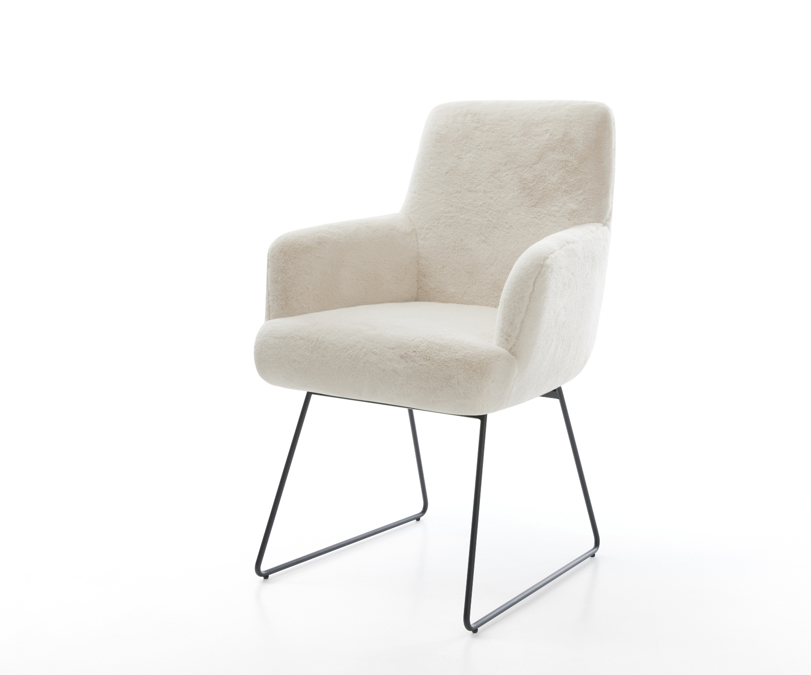 Jedálenská stolička Heira-Flex s opierkami plyšový manšester bielo-krémová tenká podstava čierna vrecková pružina