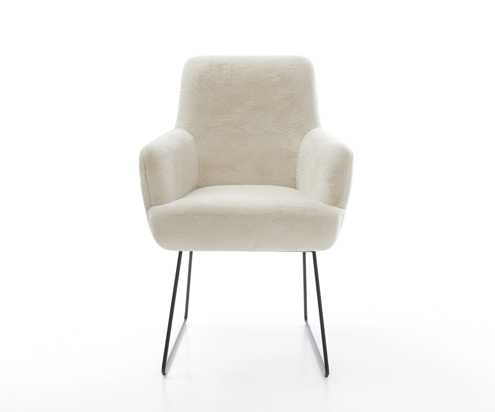 Jedálenská stolička Heira-Flex s opierkami plyšový manšester bielo-krémová tenká podstava čierna vrecková pružina - Image 2