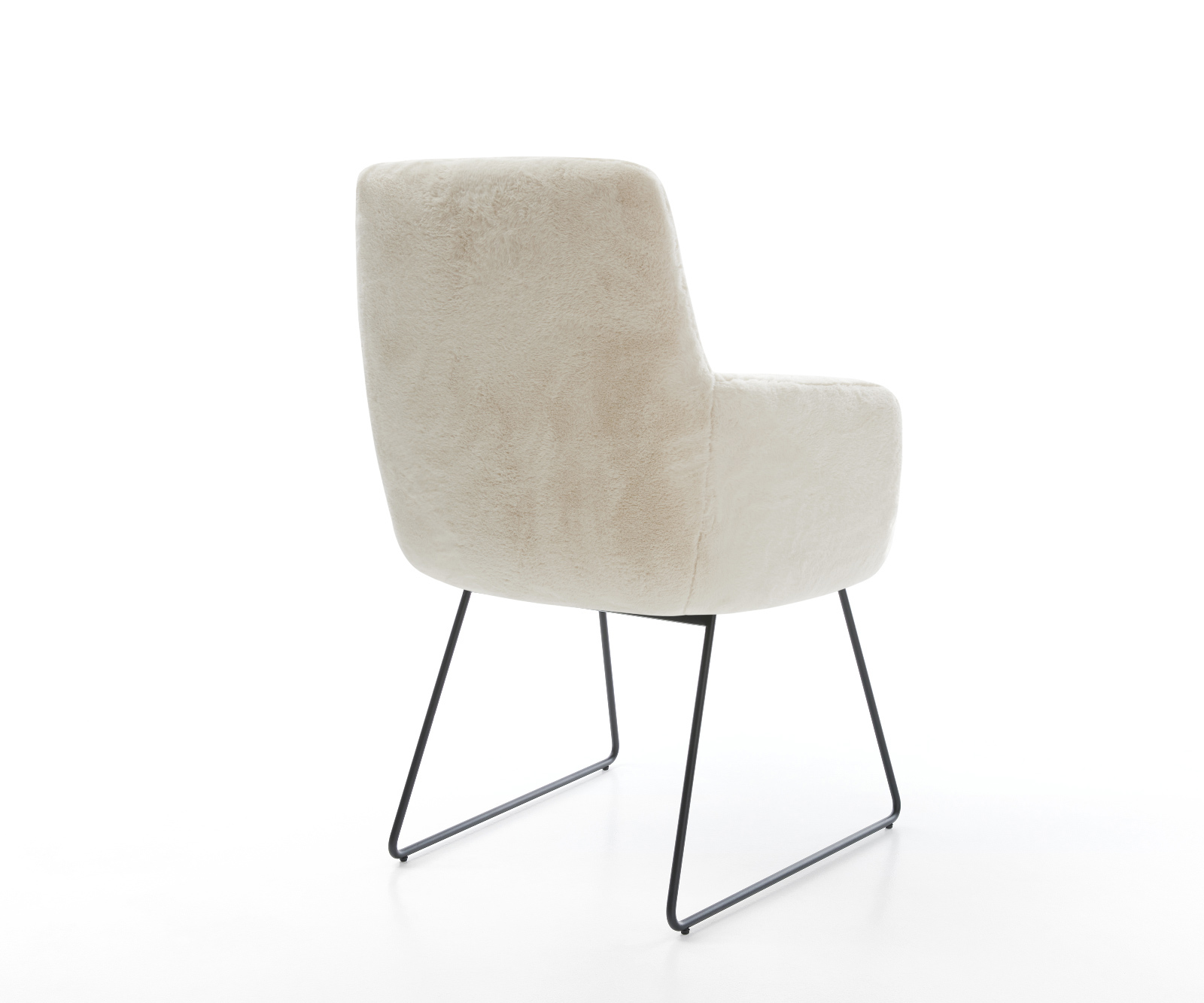 Jedálenská stolička Heira-Flex s opierkami plyšový manšester bielo-krémová tenká podstava čierna vrecková pružina - Image 5