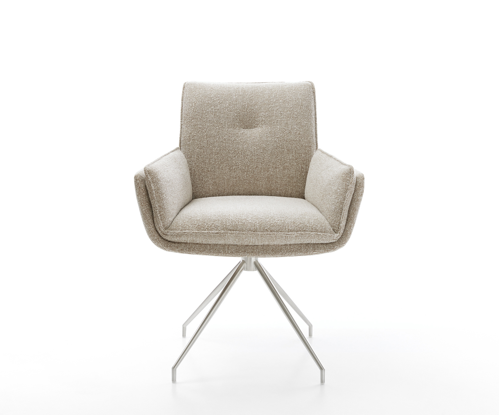 Jedálenská stolička Nela-Flex tkanina mäkký béžová krížová podstava zúžená nerezová oceľ - Image 2