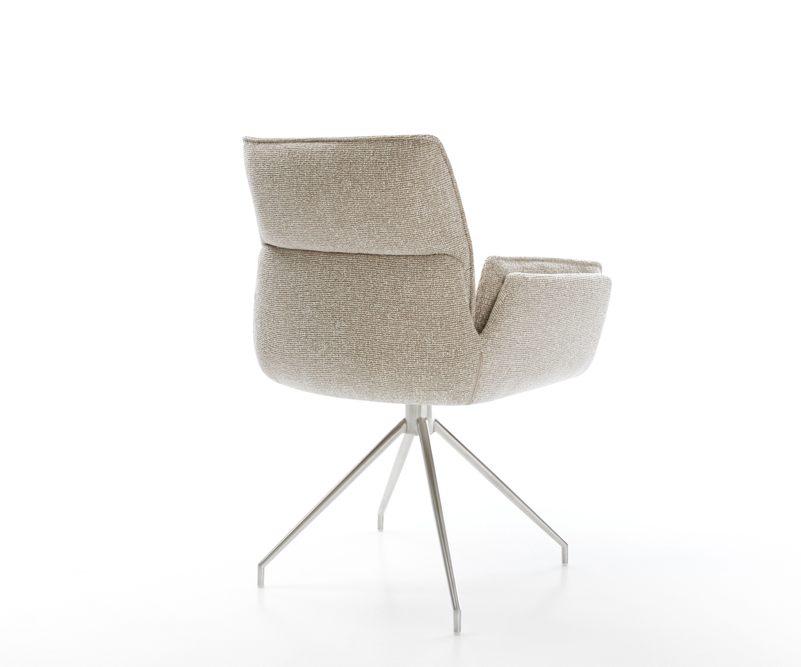 Jedálenská stolička Nela-Flex tkanina mäkký béžová krížová podstava zúžená nerezová oceľ - Image 5