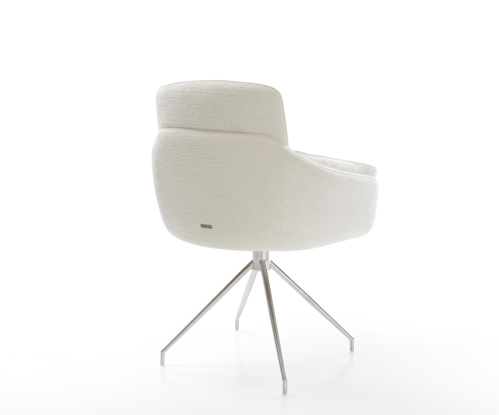 Jedálenská stolička Luan-Flex s opierkami bouclé mäkký béžová krížová podstava zúžená nerezová oceľ - Image 5