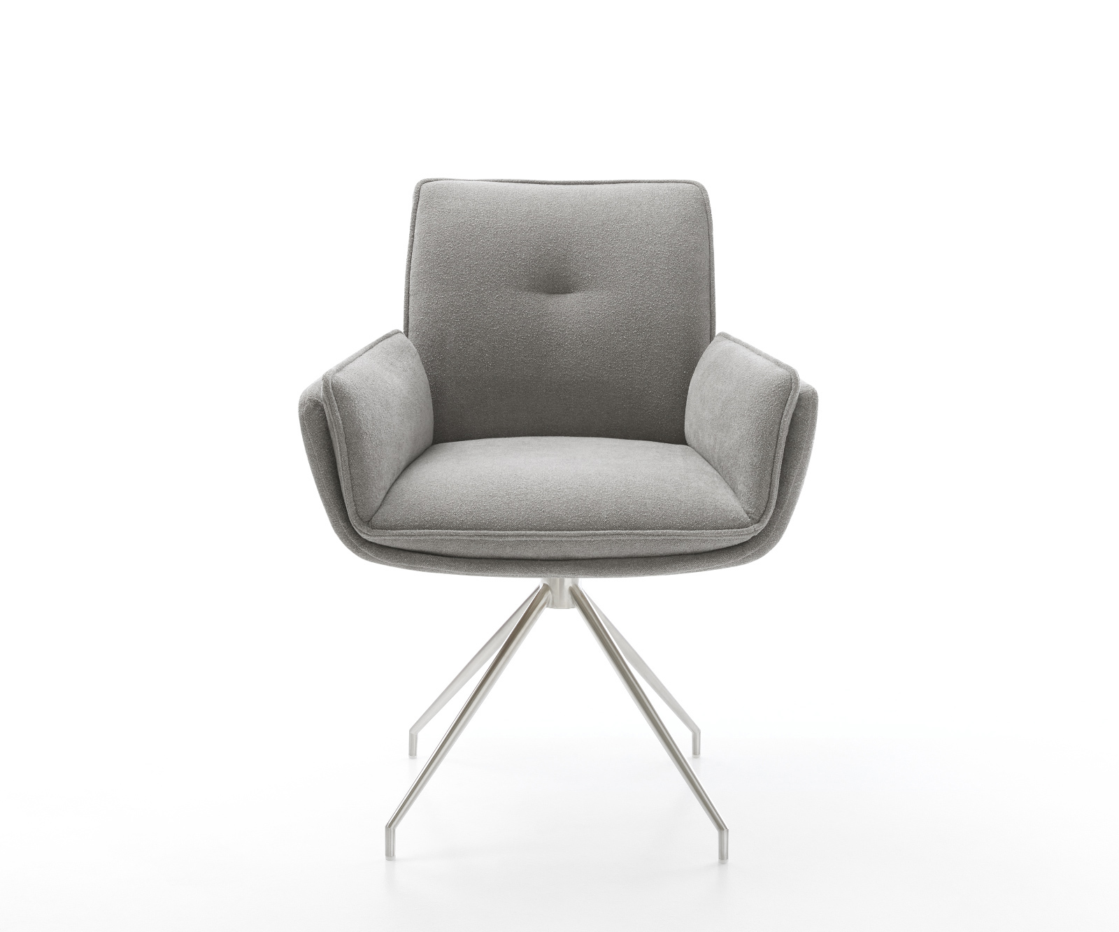 Jedálenská stolička Nela-Flex texturovaná látka mäkký sivá krížová podstava zúžená nerezová oceľ - Image 2