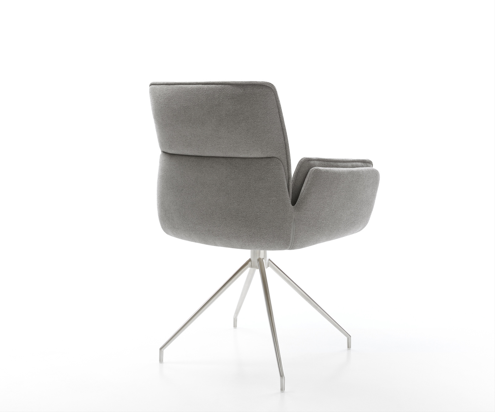 Jedálenská stolička Nela-Flex texturovaná látka mäkký sivá krížová podstava zúžená nerezová oceľ - Image 5