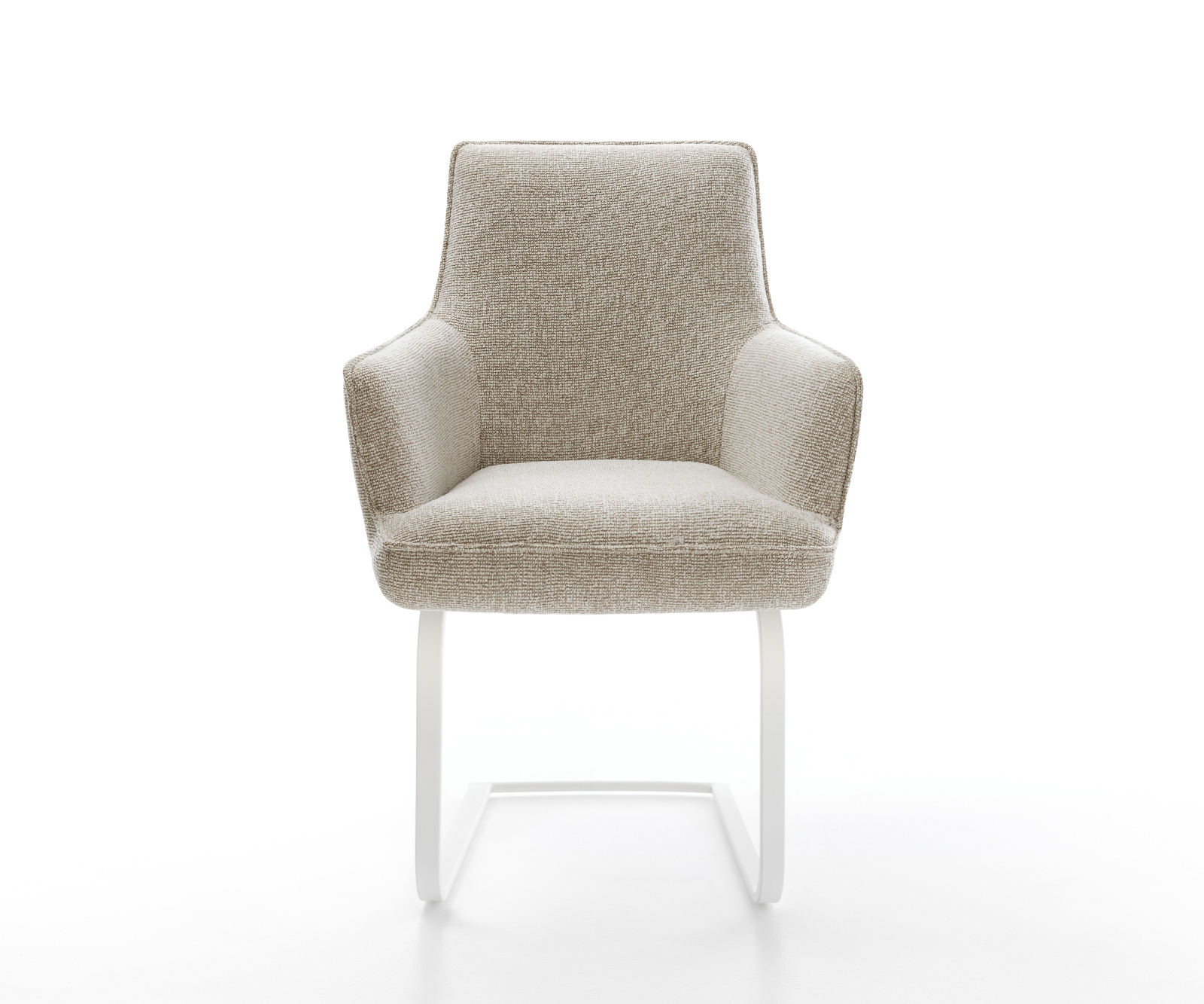 Konzolová jedálenská stolička Heira-Flex s opierkami tkanina mäkká béžová konzolová jedálenská stolička plochá biela vrecková pružina - Image 2