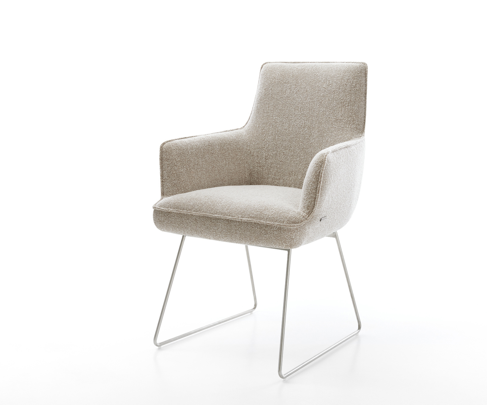 Jedálenská stolička Heira-Flex s opierkami tkanina mäkký béžová tenká podstava nerezová oceľ vrecková pružina