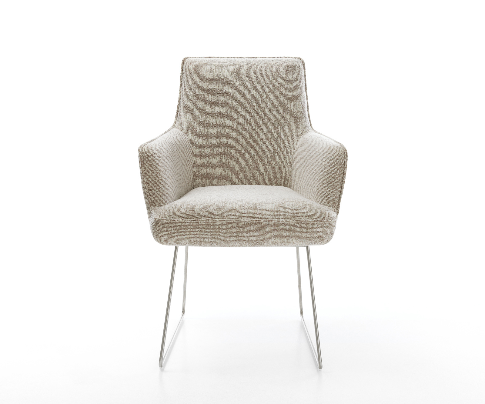 Jedálenská stolička Heira-Flex s opierkami tkanina mäkký béžová tenká podstava nerezová oceľ vrecková pružina - Image 2