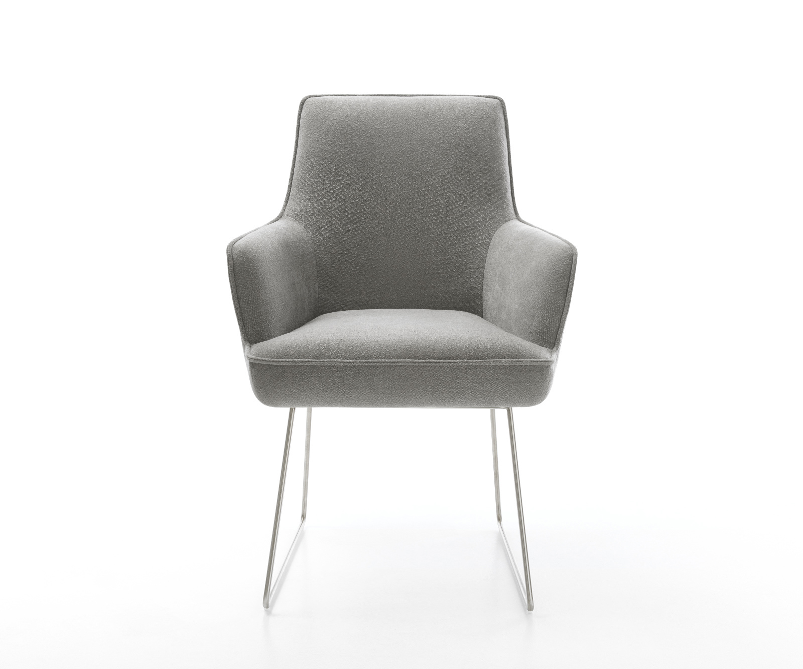 Jedálenská stolička Heira-Flex s opierkami texturovaná látka mäkký sivá tenká podstava nerezová oceľ vrecková pružina - Image 2