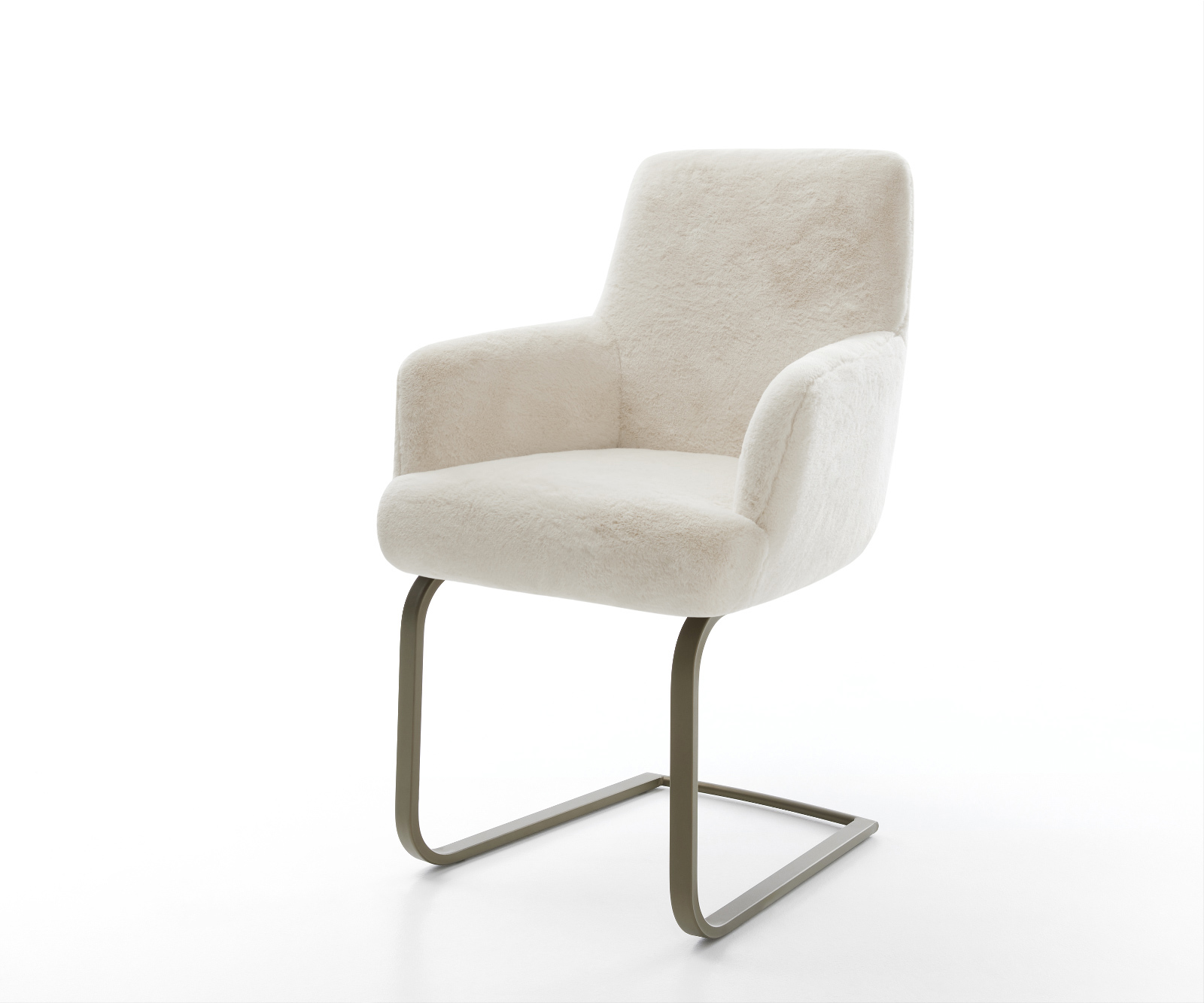 Konzolová jedálenská stolička Heira-Flex s opierkami plyšový manšester krémovo biela konzolová jedálenská stolička plochý Titánová farba vrecková pružina