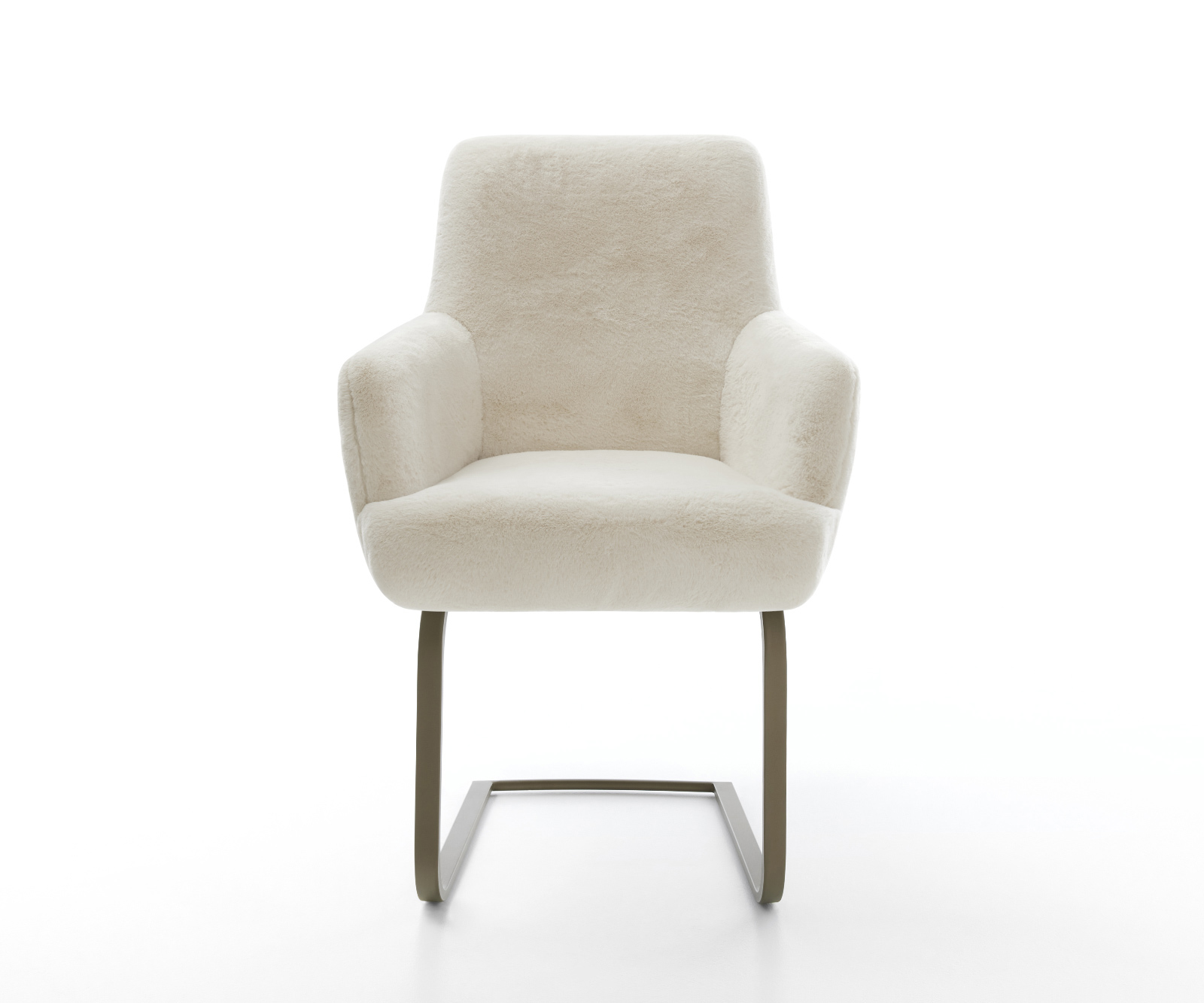 Konzolová jedálenská stolička Heira-Flex s opierkami plyšový manšester krémovo biela konzolová jedálenská stolička plochý Titánová farba vrecková pružina - Image 2