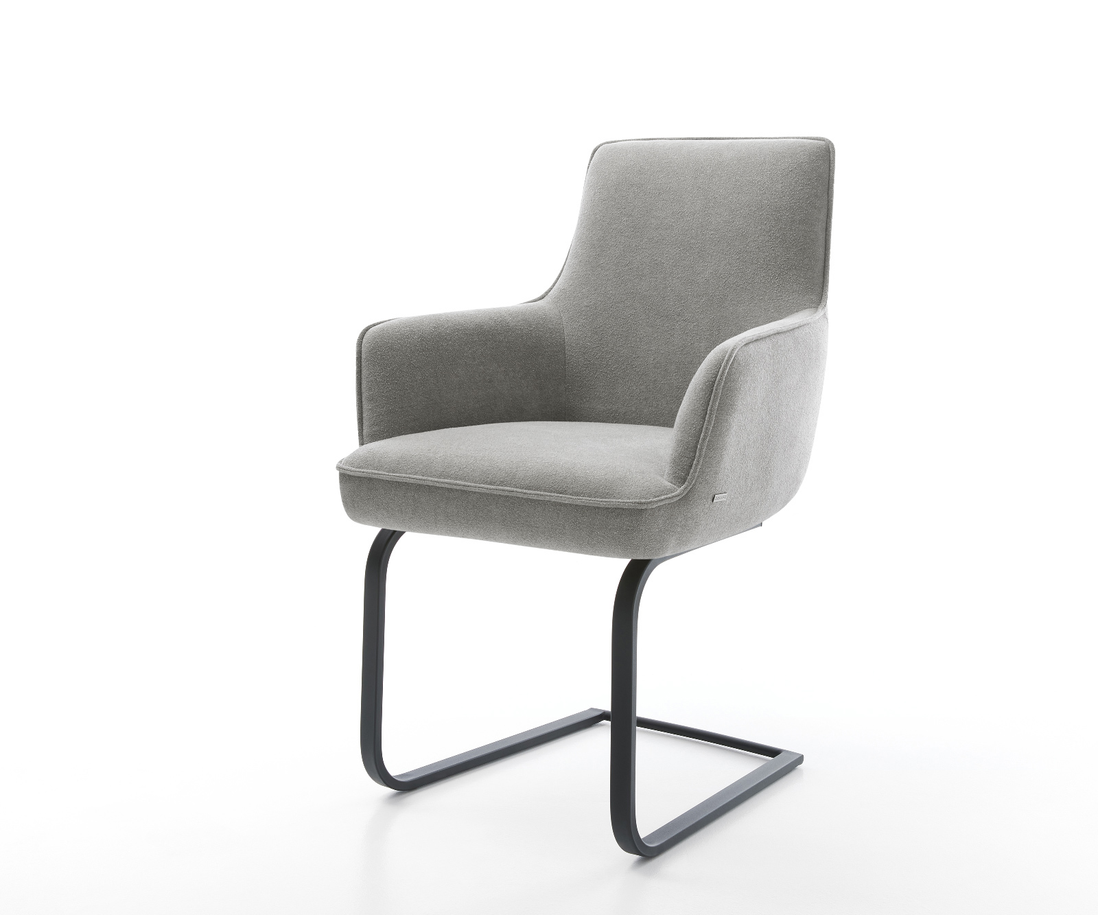 Konzolová jedálenská stolička Heira-Flex s opierkami texturovaná látka mäkká sivá konzolová jedálenská stolička plochá čierna vrecková pružina