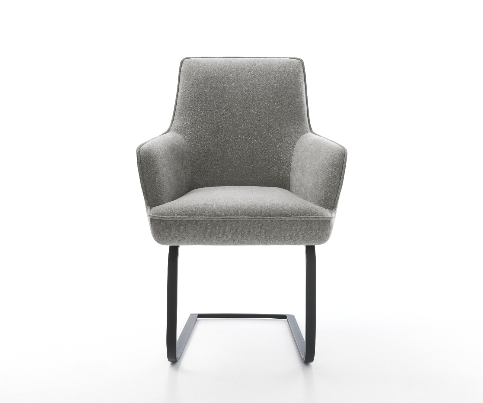 Konzolová jedálenská stolička Heira-Flex s opierkami texturovaná látka mäkká sivá konzolová jedálenská stolička plochá čierna vrecková pružina - Image 2