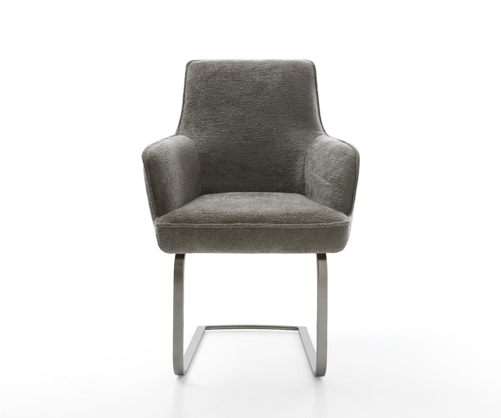 Konzolová jedálenská stolička Heira-Flex s opierkami bouclé mäkký tmavobéžová konzolová jedálenská stolička plochý grafit vrecková pružina - Image 2