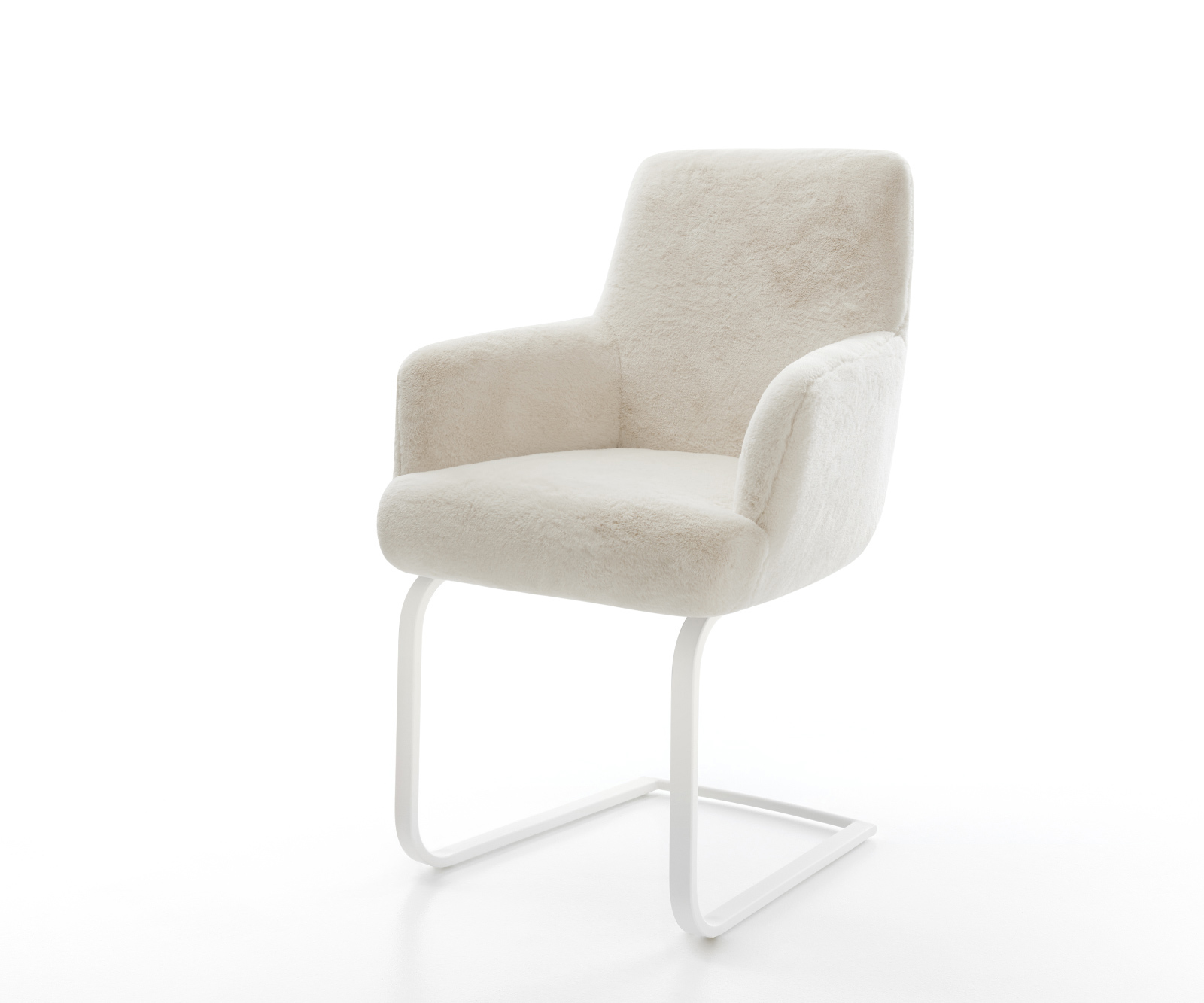 Konzolová jedálenská stolička Heira-Flex s opierkami plyšový manšester krémovo biela konzolová jedálenská stolička plochá biela vrecková pružina