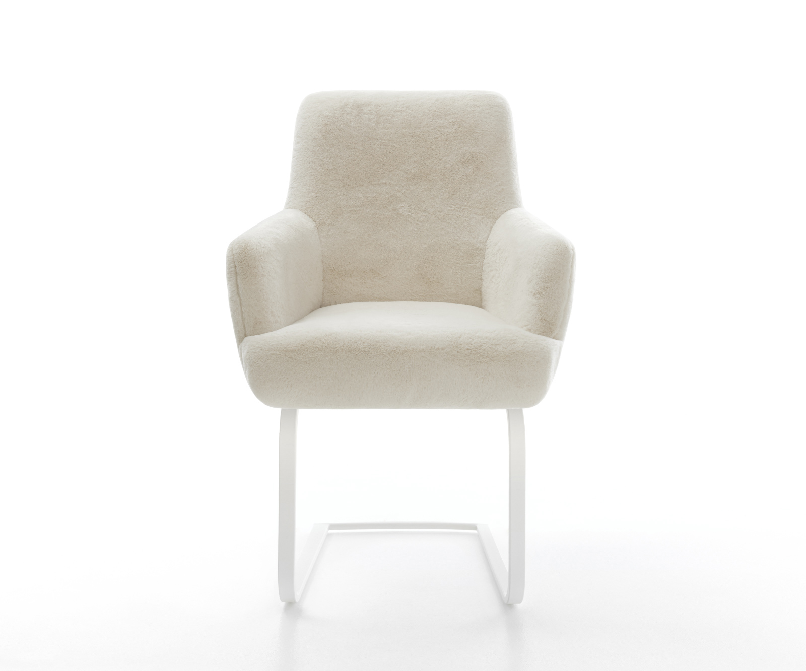 Konzolová jedálenská stolička Heira-Flex s opierkami plyšový manšester krémovo biela konzolová jedálenská stolička plochá biela vrecková pružina - Image 2