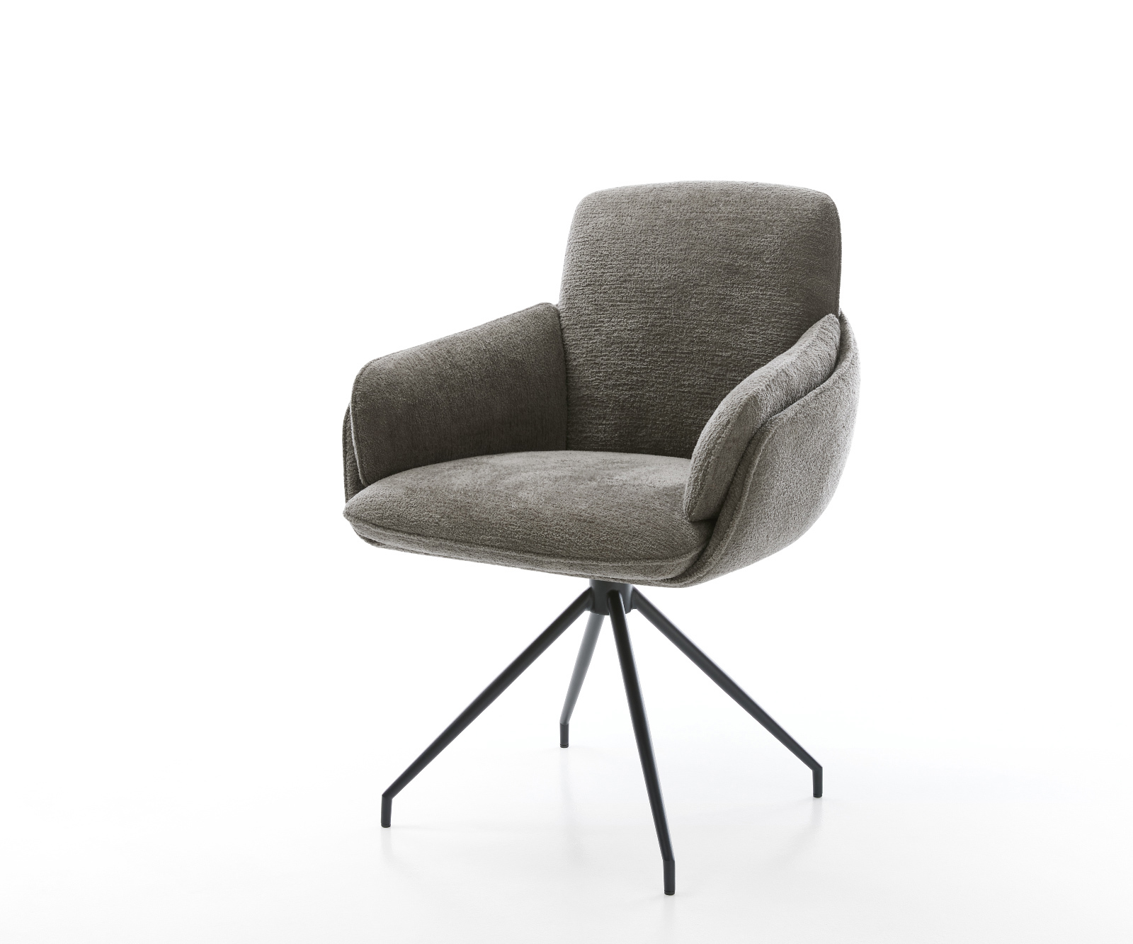 Jedálenská stolička Luan-Flex s opierkami bouclé mäkký tmavobéžová krížová podstava zúžená čierna