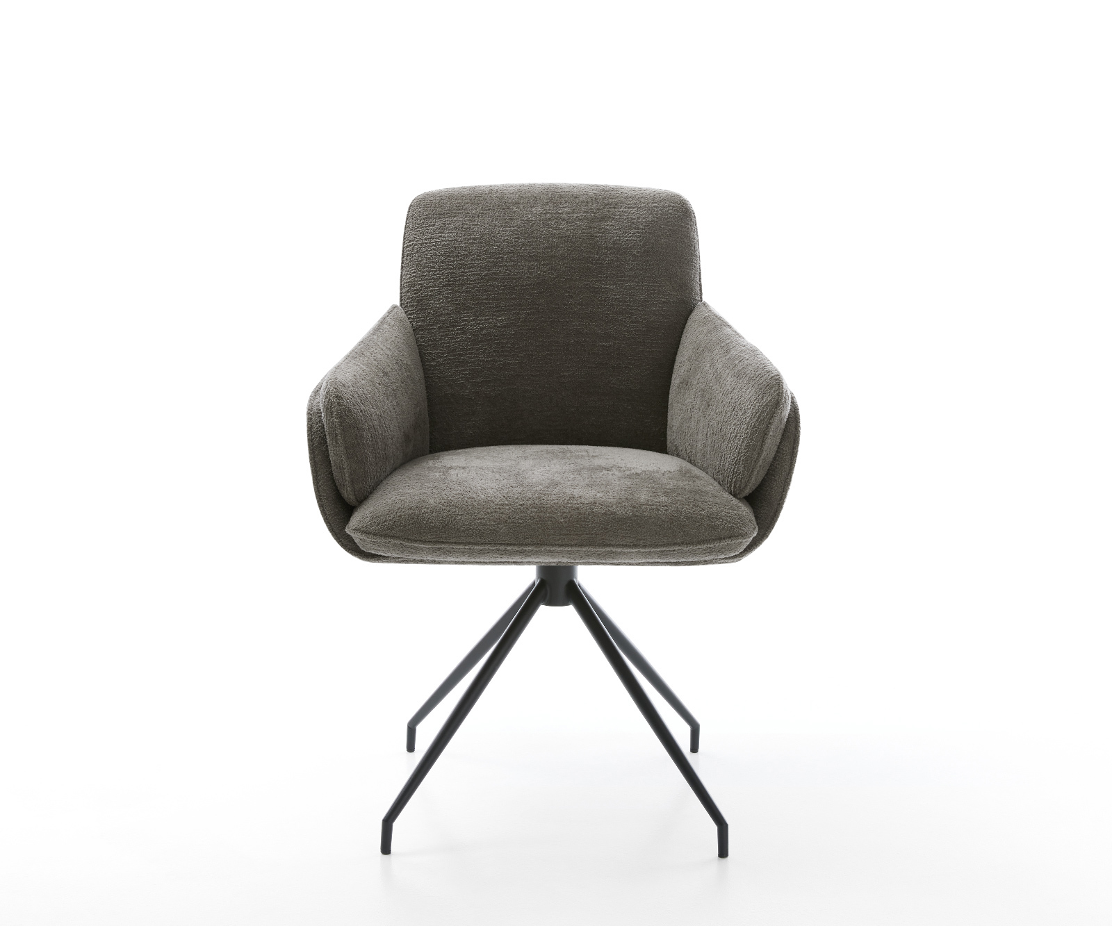 Jedálenská stolička Luan-Flex s opierkami bouclé mäkký tmavobéžová krížová podstava zúžená čierna - Image 2