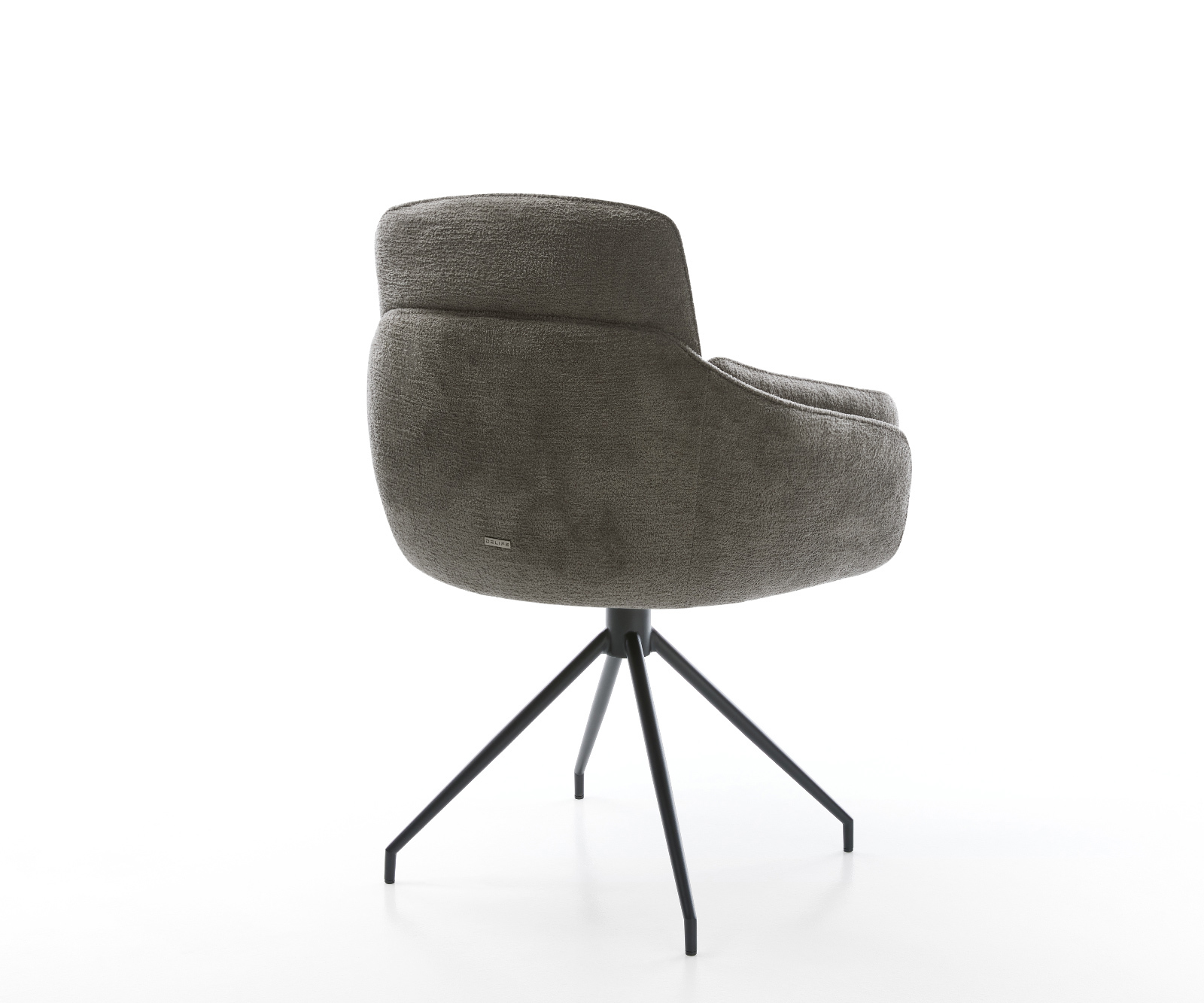 Jedálenská stolička Luan-Flex s opierkami bouclé mäkký tmavobéžová krížová podstava zúžená čierna - Image 5