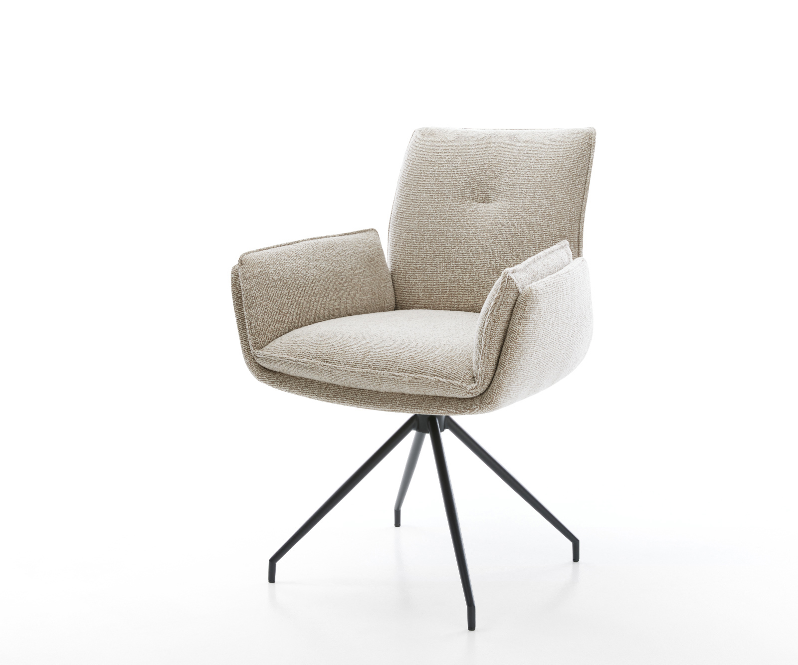 Jedálenská stolička Nela-Flex tkanina mäkký béžová krížová podstava zúžená čierna