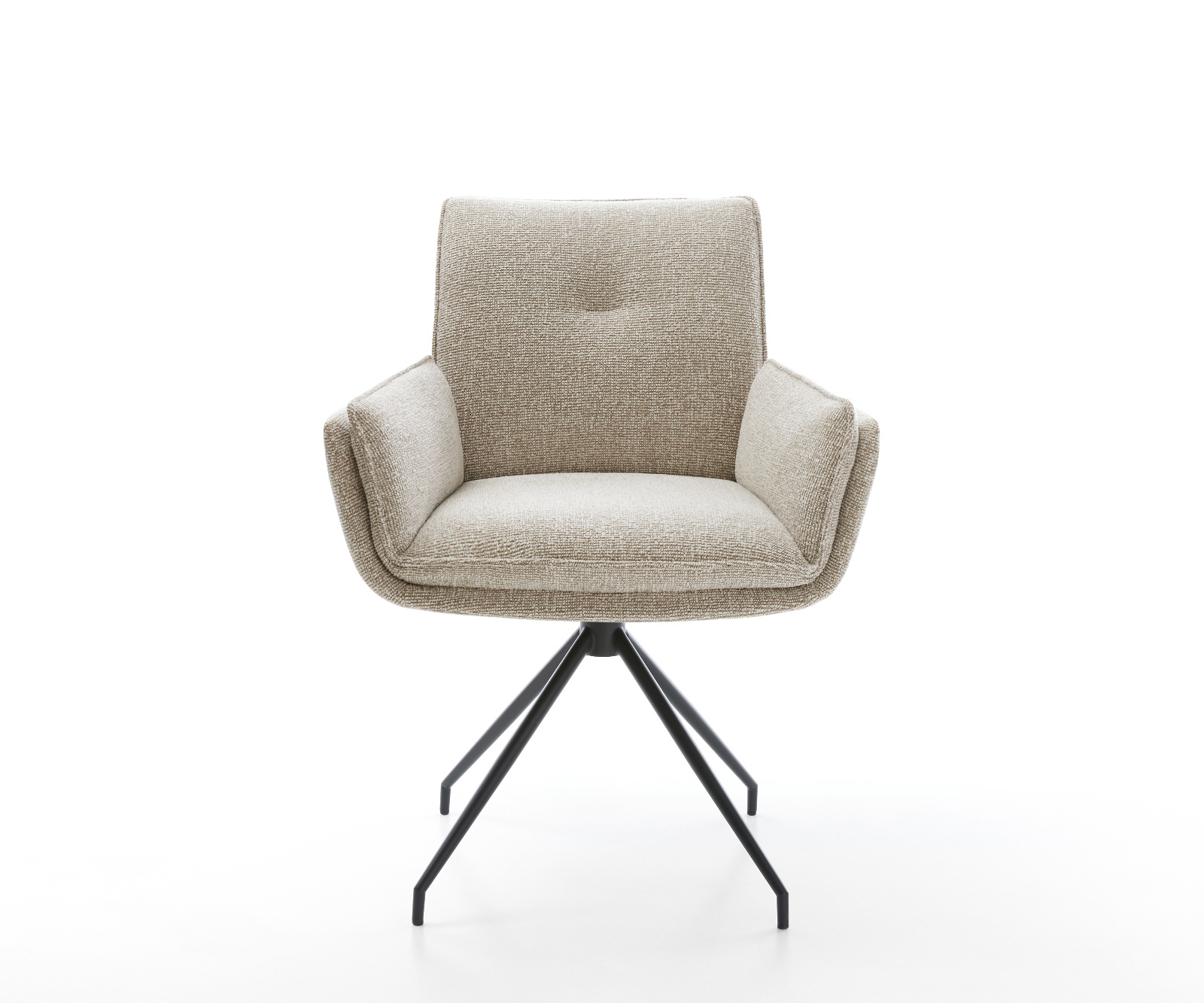 Jedálenská stolička Nela-Flex tkanina mäkký béžová krížová podstava zúžená čierna - Image 2