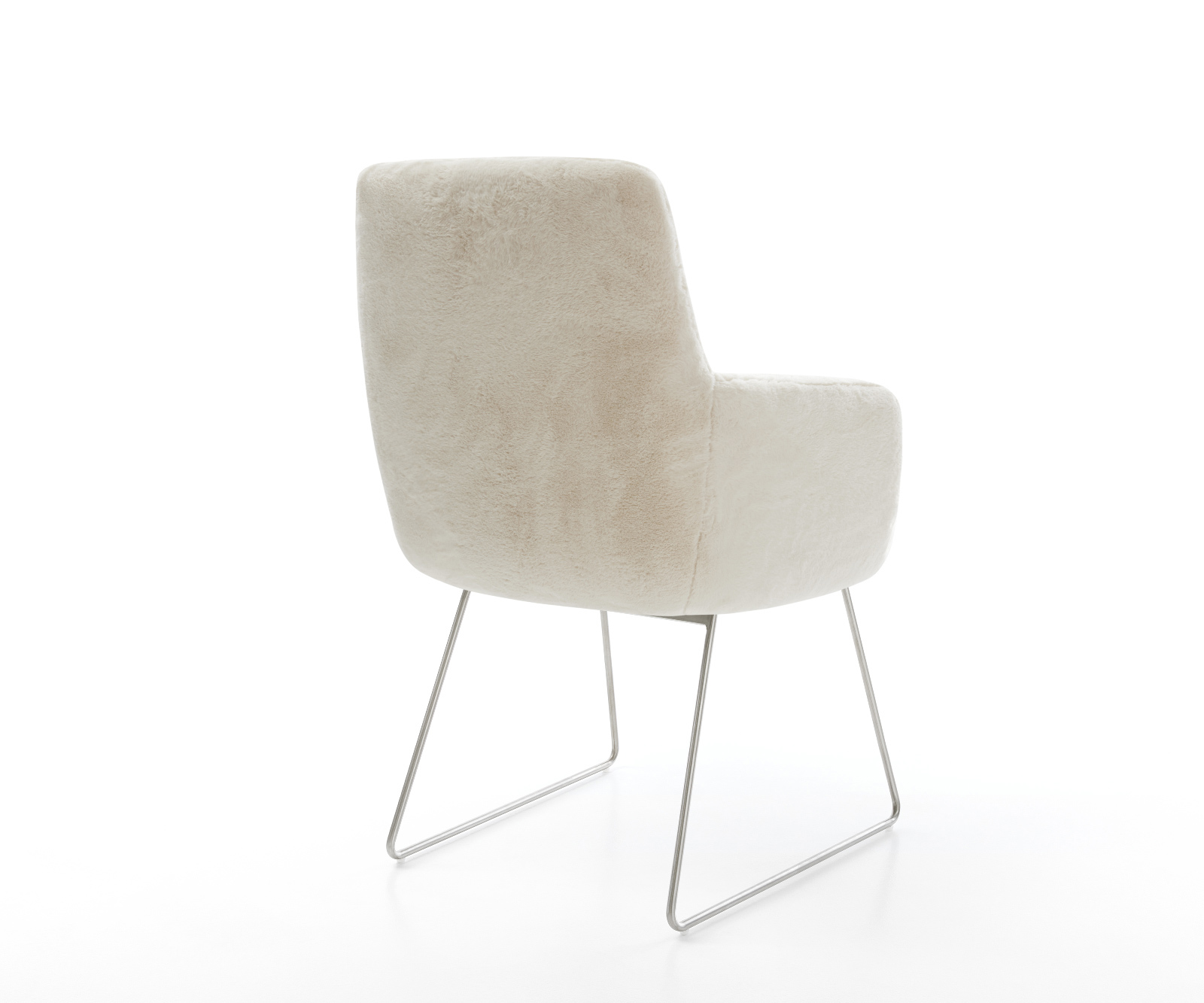 Jedálenská stolička Heira-Flex s opierkami plyšový manšester krémovo biela tenká podstava nerezová oceľ vrecková pružina - Image 5