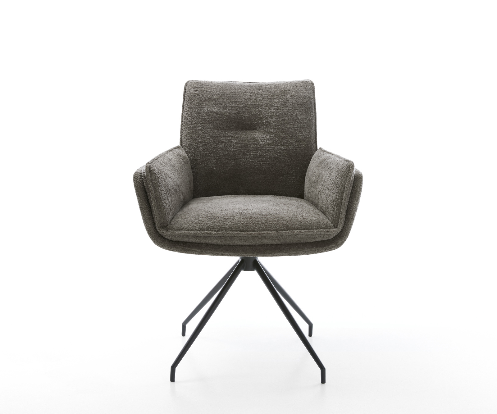 Jedálenská stolička Nela-Flex bouclé mäkký tmavobéžová krížová podstava zúžená čierna - Image 2