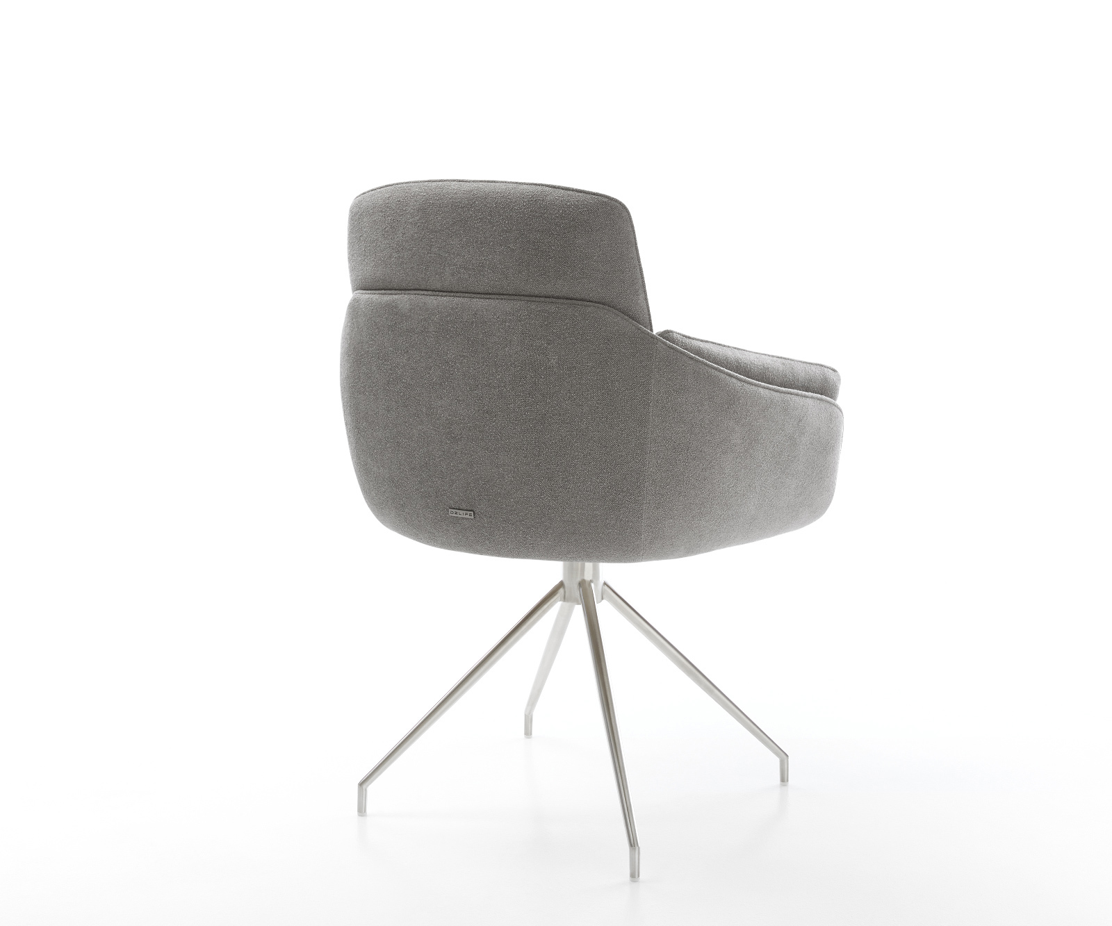 Jedálenská stolička Luan-Flex s opierkami texturovaná látka mäkká sivá krížová podstava zúžená nerezová oceľ - Image 5