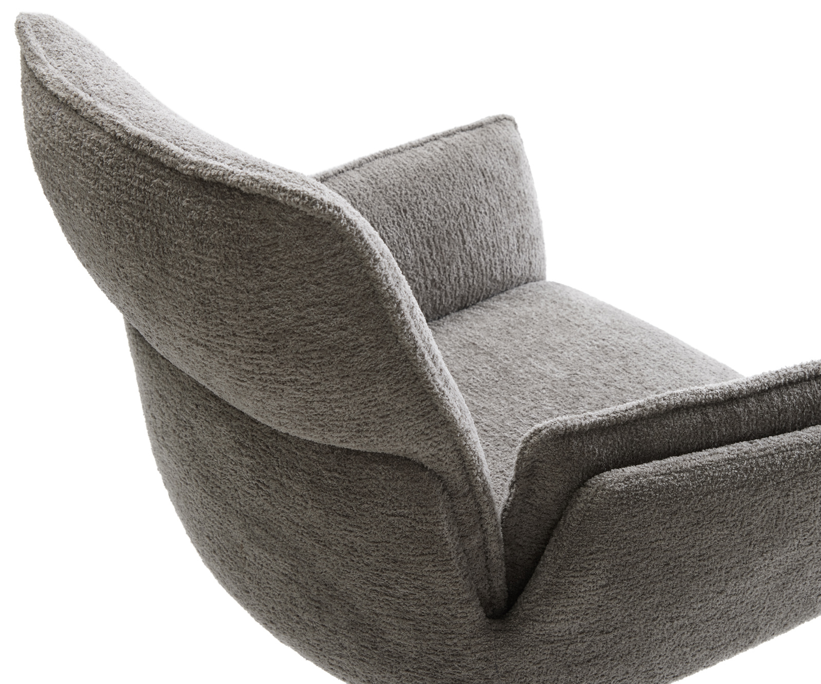 Jedálenská stolička Nela-Flex bouclé mäkký tmavobéžová krížová podstava zúžená nerezová oceľ - Image 4