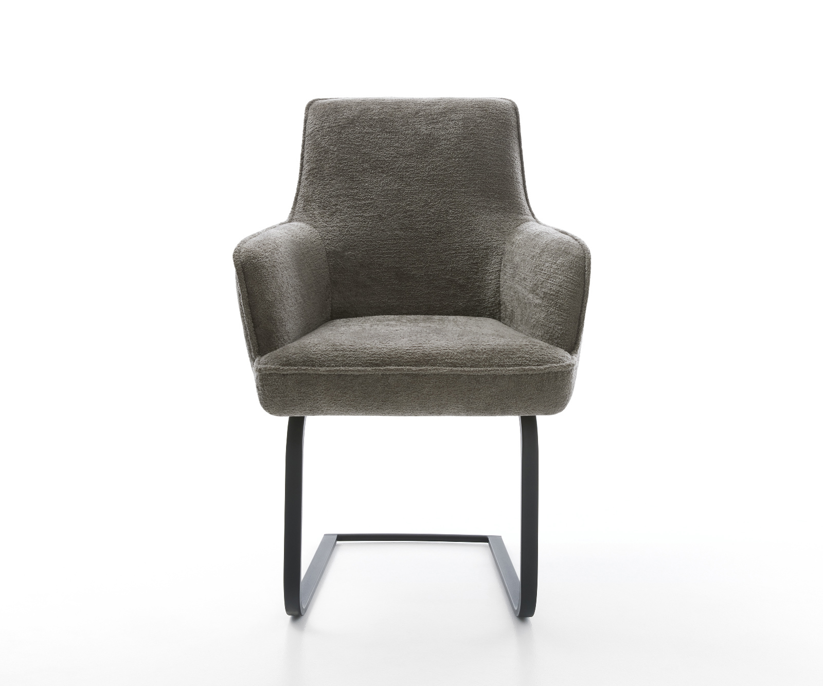 Konzolová jedálenská stolička Heira-Flex s opierkami bouclé mäkký tmavobéžová konzolová jedálenská stolička plochá čierna vrecková pružina - Image 2