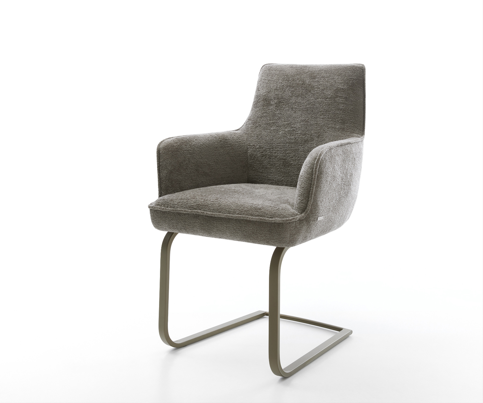 Konzolová jedálenská stolička Heira-Flex s opierkami bouclé mäkký tmavobéžová konzolová jedálenská stolička plochý titánová farba vrecková pružina