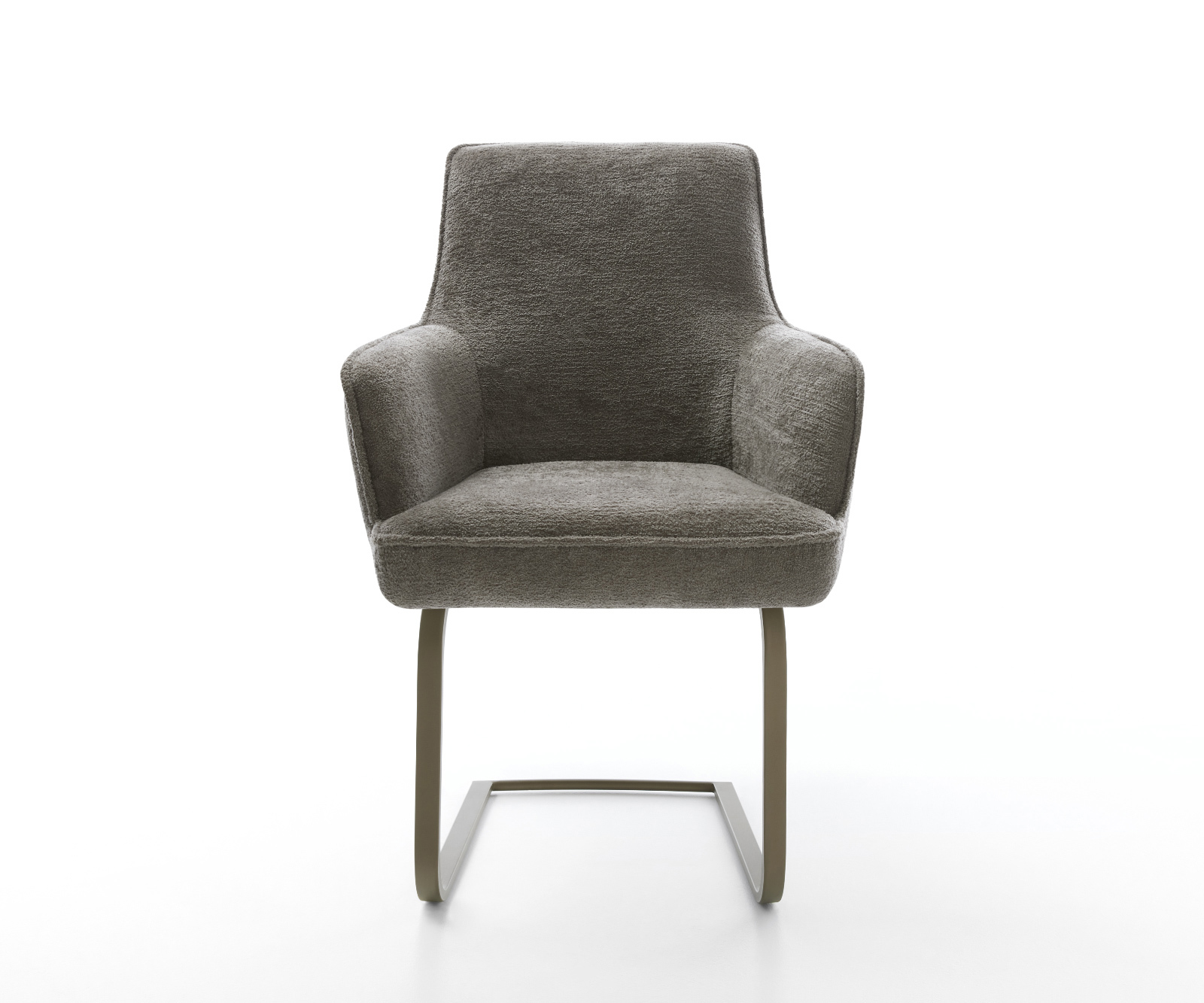 Konzolová jedálenská stolička Heira-Flex s opierkami bouclé mäkký tmavobéžová konzolová jedálenská stolička plochý titánová farba vrecková pružina - Image 2