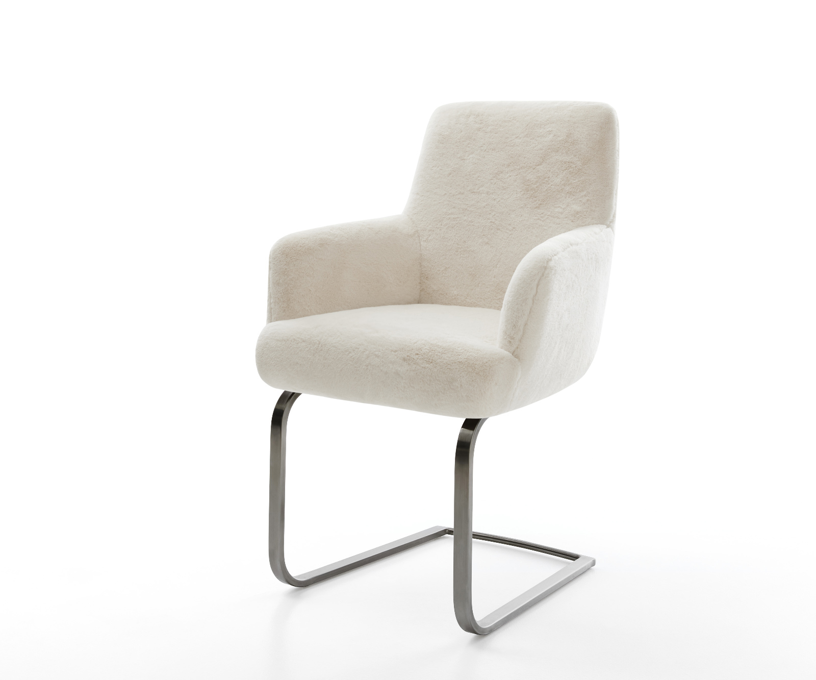 Konzolová jedálenská stolička Heira-Flex s opierkami plyšový manšester krémovo biela konzolová jedálenská stolička plochý grafit vrecková pružina