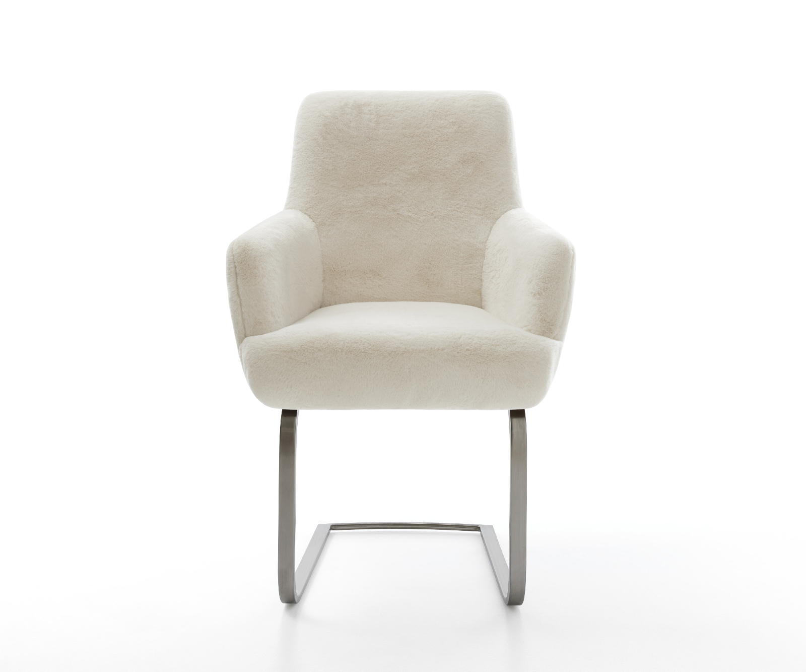 Konzolová jedálenská stolička Heira-Flex s opierkami plyšový manšester krémovo biela konzolová jedálenská stolička plochý grafit vrecková pružina - Image 2