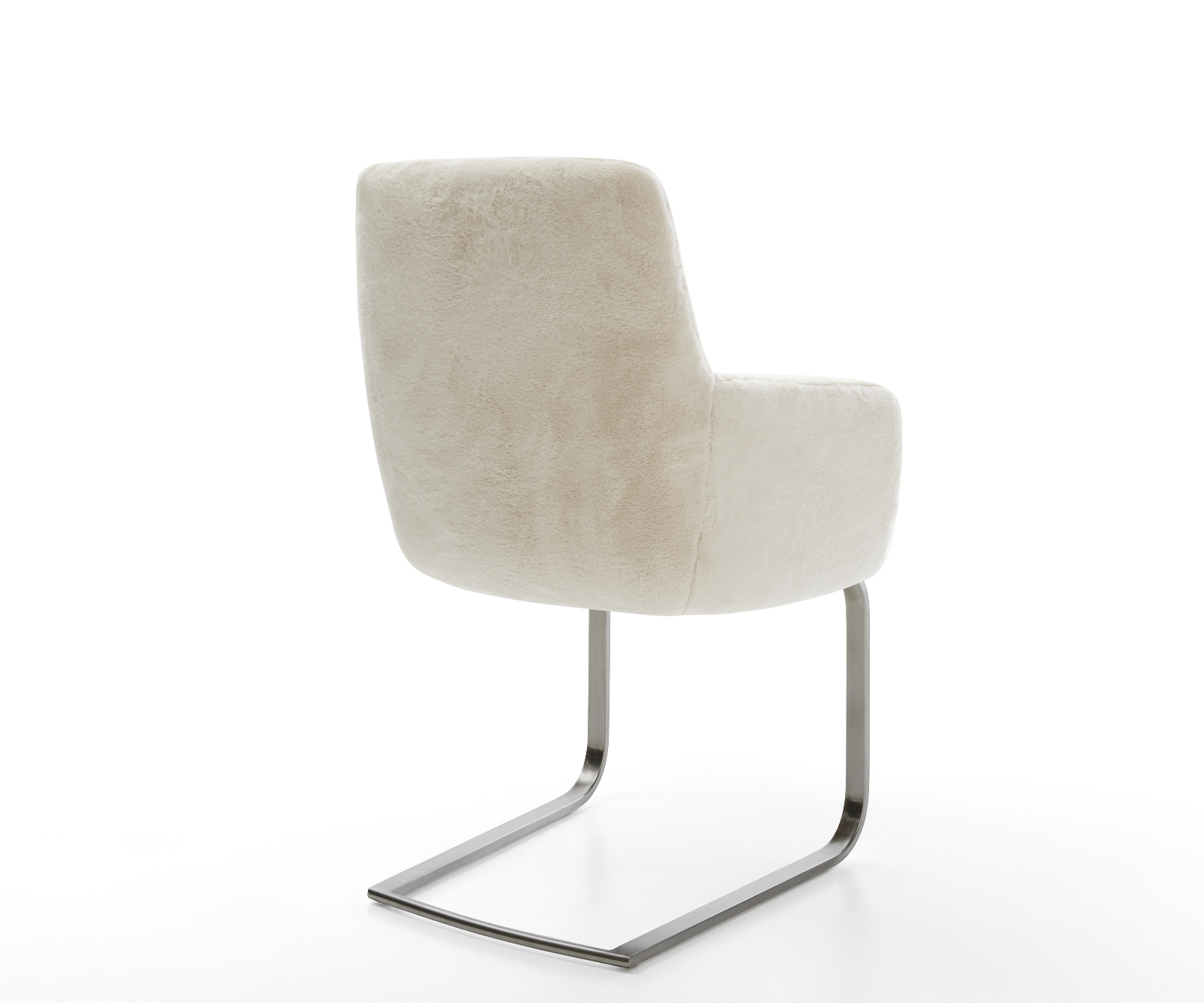 Konzolová jedálenská stolička Heira-Flex s opierkami plyšový manšester krémovo biela konzolová jedálenská stolička plochý grafit vrecková pružina - Image 5