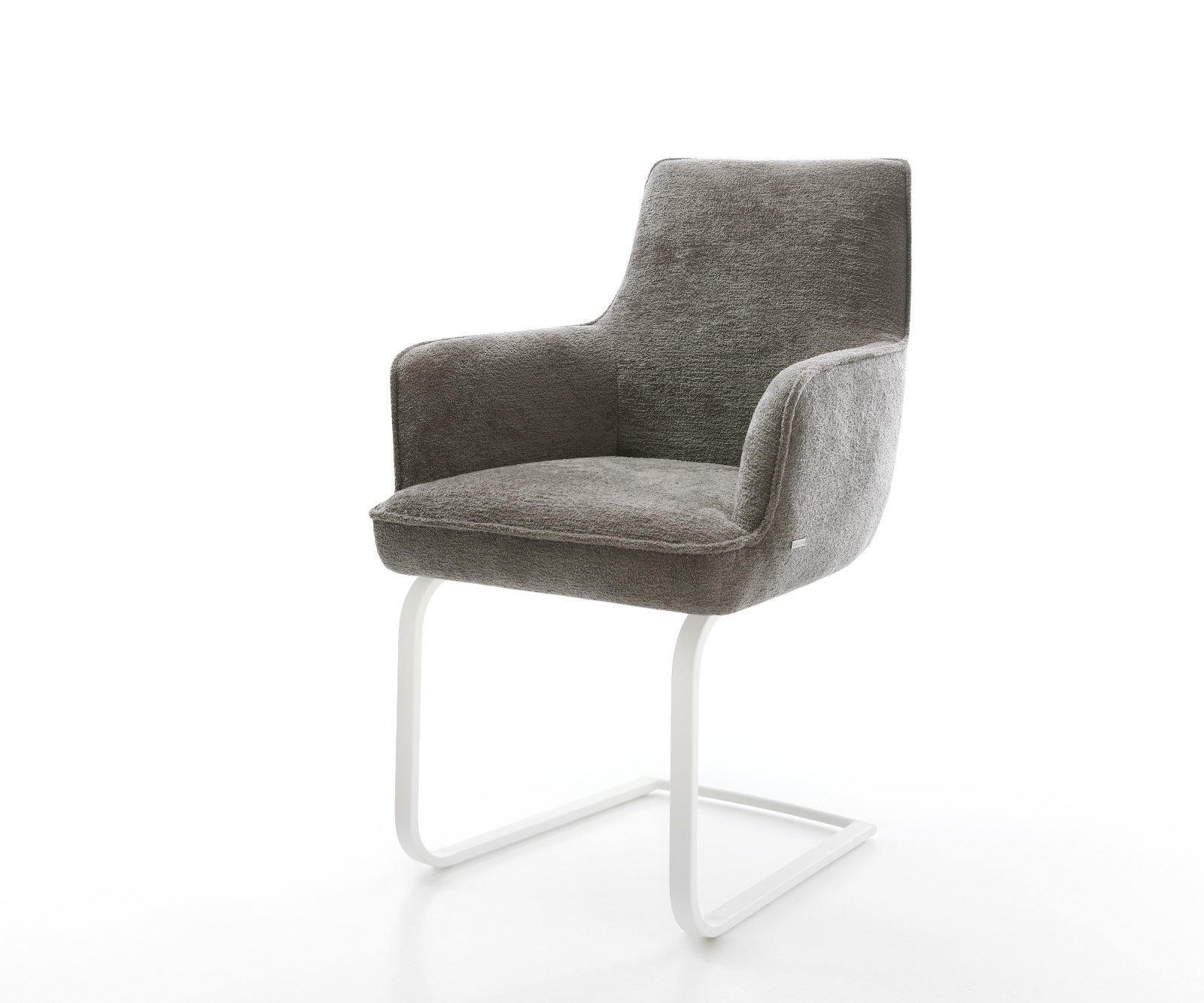 Konzolová jedálenská stolička Heira-Flex s opierkami bouclé mäkký tmavobéžová konzolová jedálenská stolička plochá biela vrecková pružina