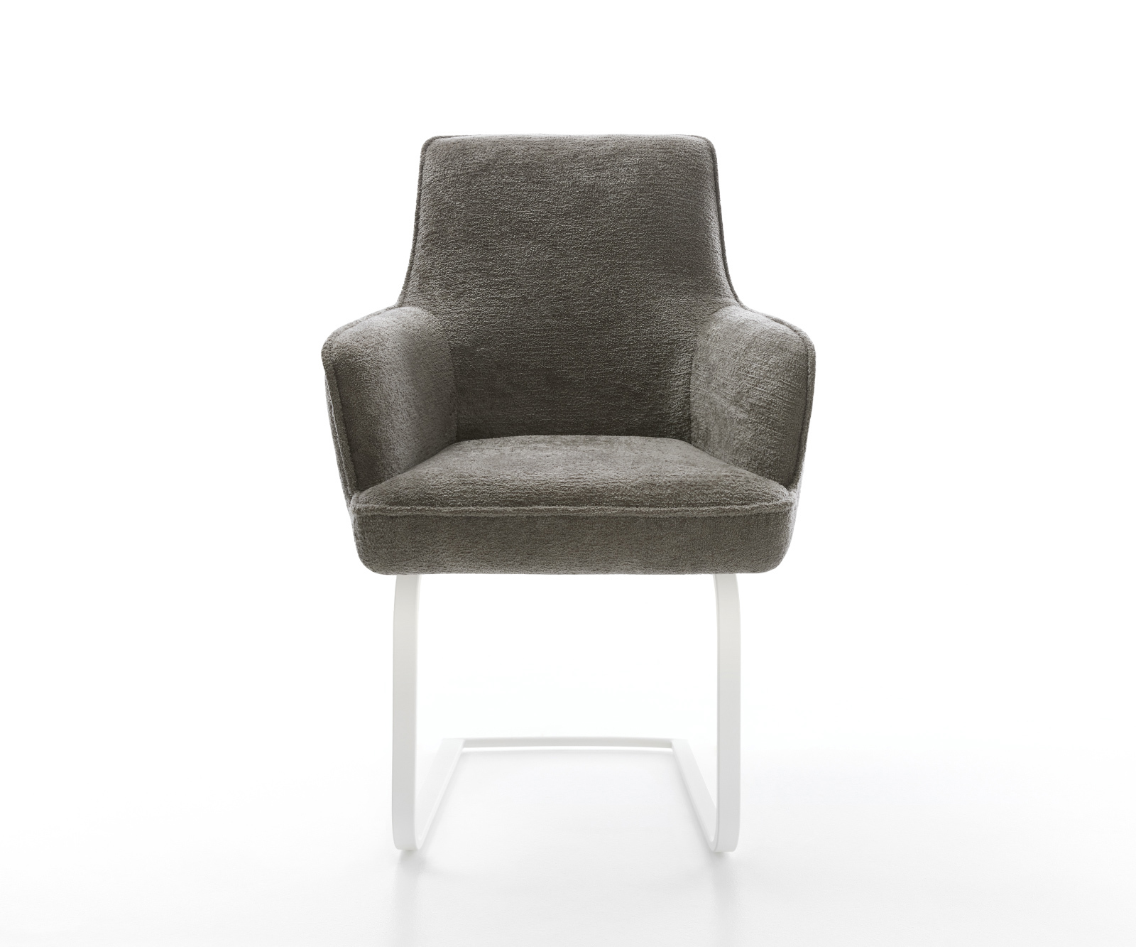 Konzolová jedálenská stolička Heira-Flex s opierkami bouclé mäkký tmavobéžová konzolová jedálenská stolička plochá biela vrecková pružina - Image 2