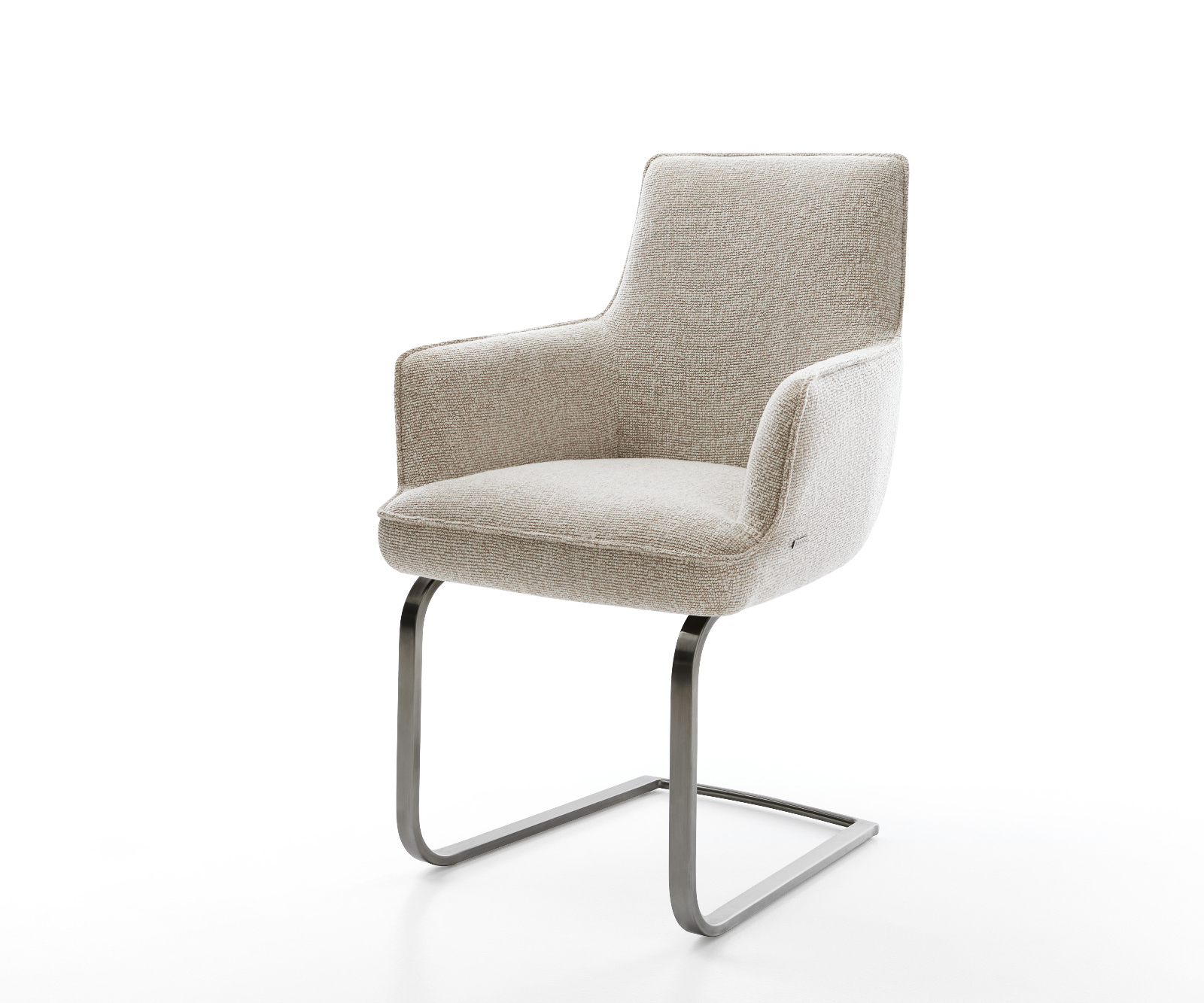 Konzolová jedálenská stolička Heira-Flex s opierkami tkanina mäkká béžová konzolová jedálenská stolička plochá grafitová vrecková pružina