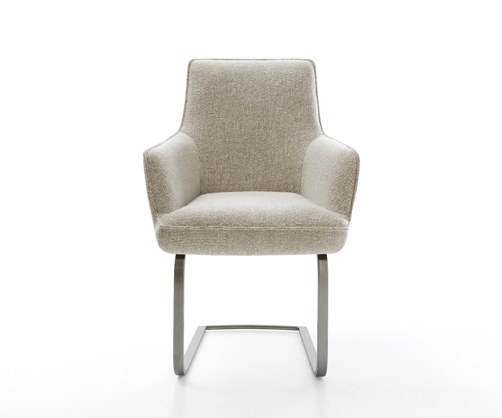 Konzolová jedálenská stolička Heira-Flex s opierkami tkanina mäkká béžová konzolová jedálenská stolička plochá grafitová vrecková pružina - Image 2