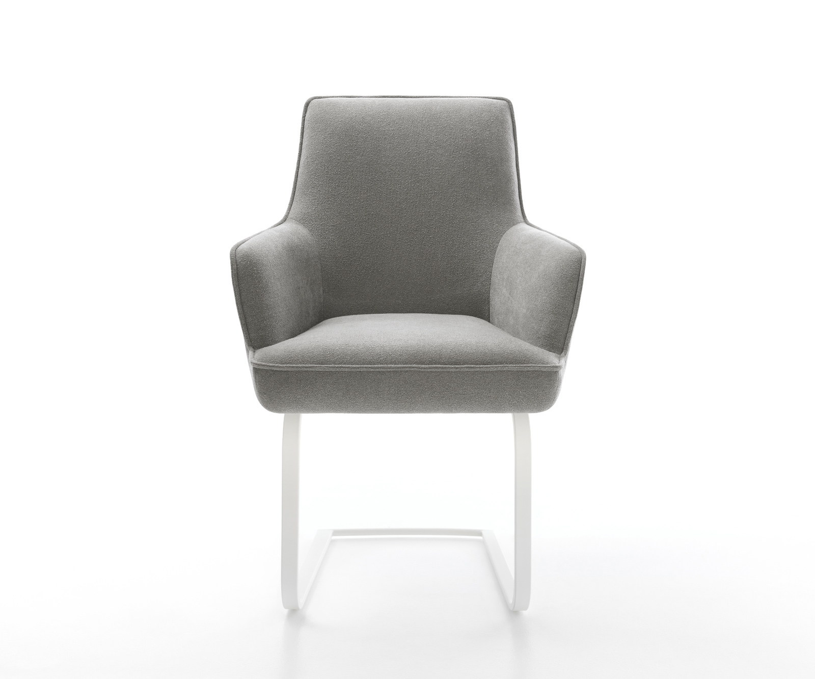 Konzolová jedálenská stolička Heira-Flex s opierkami texturovaná látka mäkký sivá konzolová jedálenská stolička plochá biela vrecková pružina - Image 2