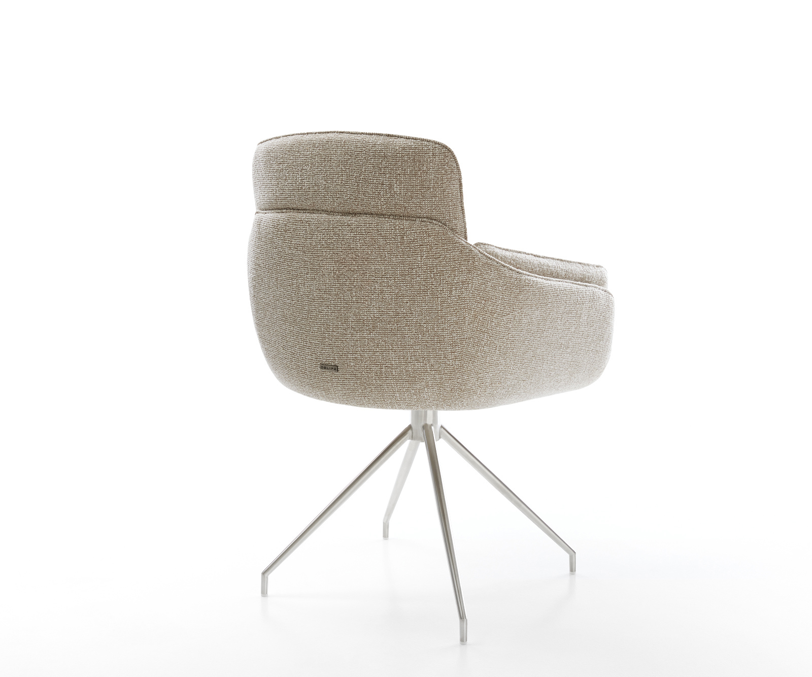 Jedálenská stolička Luan-Flex s opierkami tkanina mäkký béžová krížová podstava zúžená nerezová oceľ - Image 5