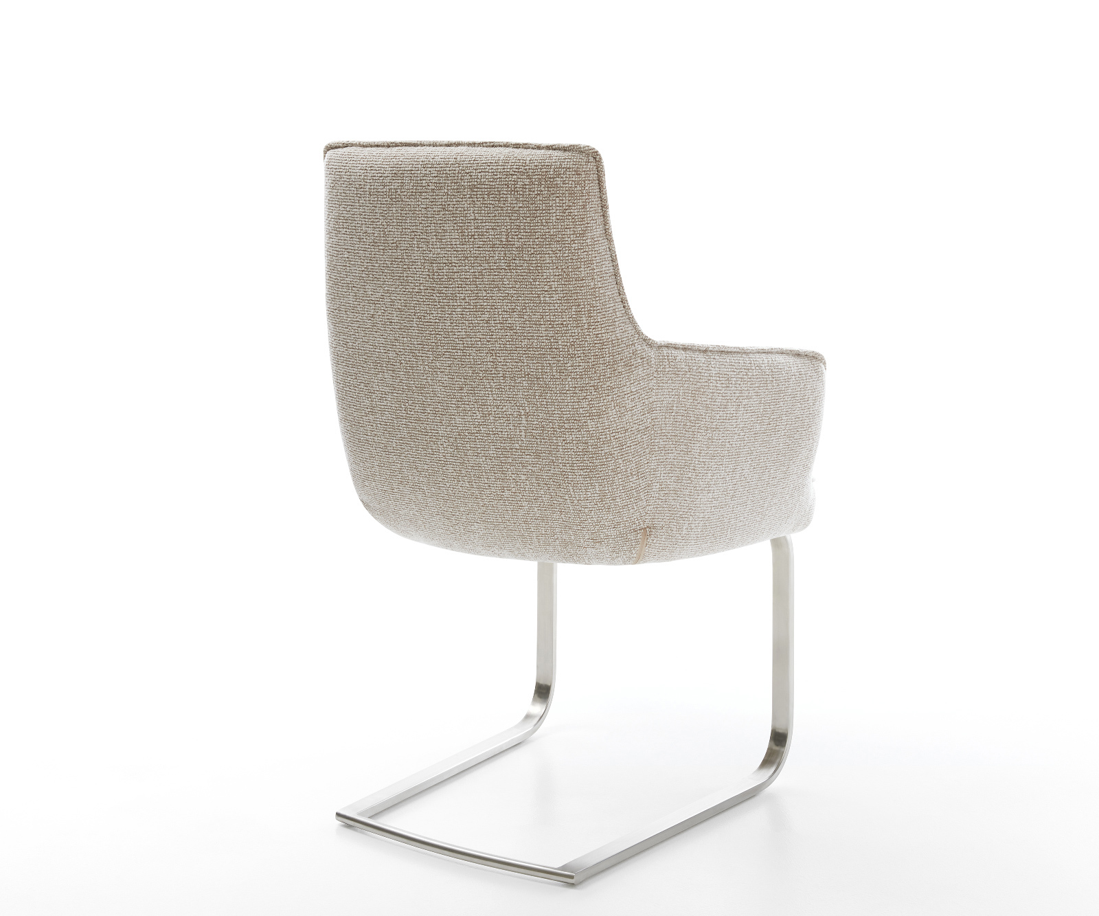 Konzolová jedálenská stolička Heira-Flex s opierkami tkanina mäkká béžová konzolová jedálenská stolička plochá nerezová oceľ vrecková pružina - Image 5