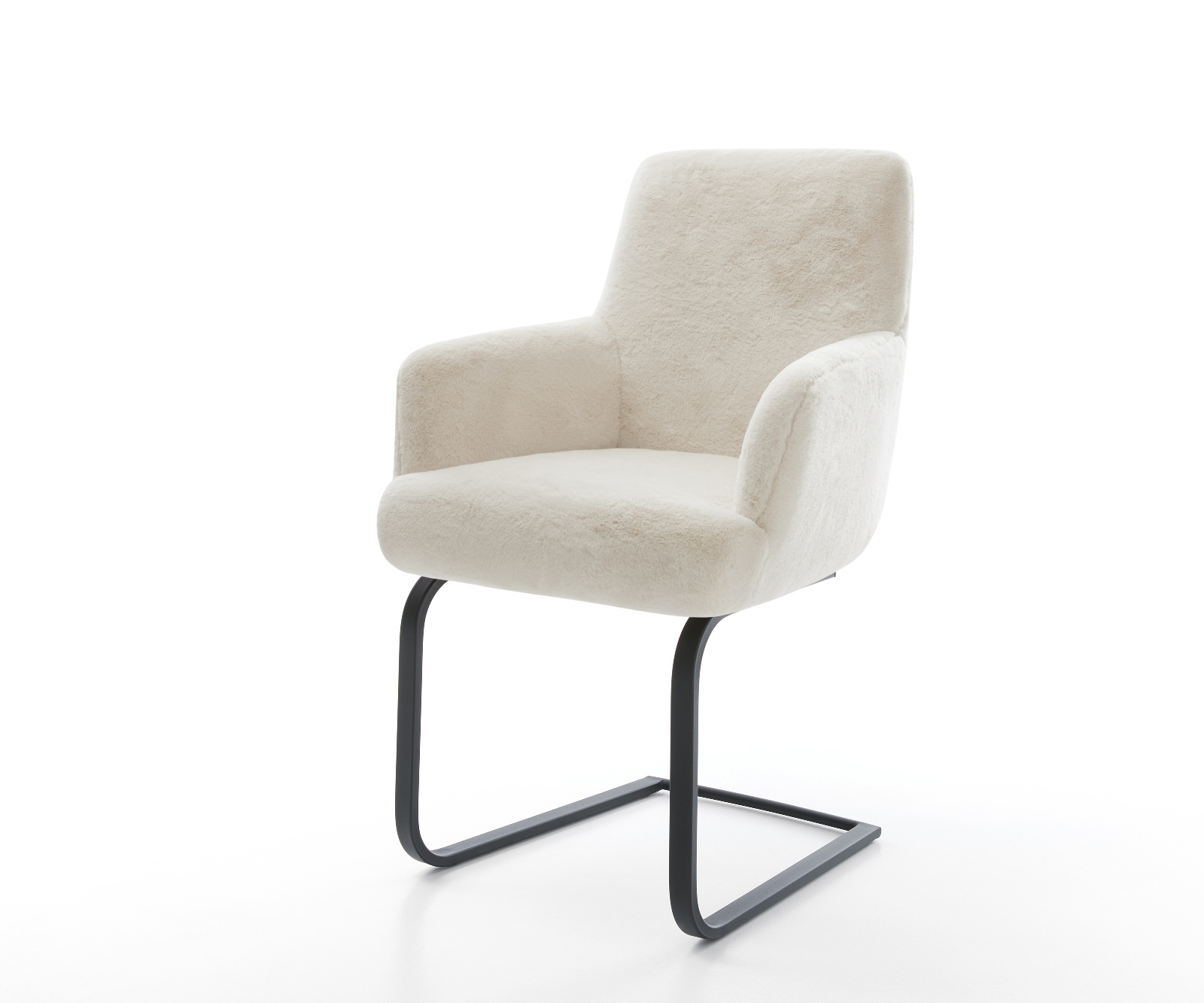 Konzolová jedálenská stolička Heira-Flex s opierkami plyšový manšester krémovo biela konzolová jedálenská stolička plochá čierna vrecková pružina