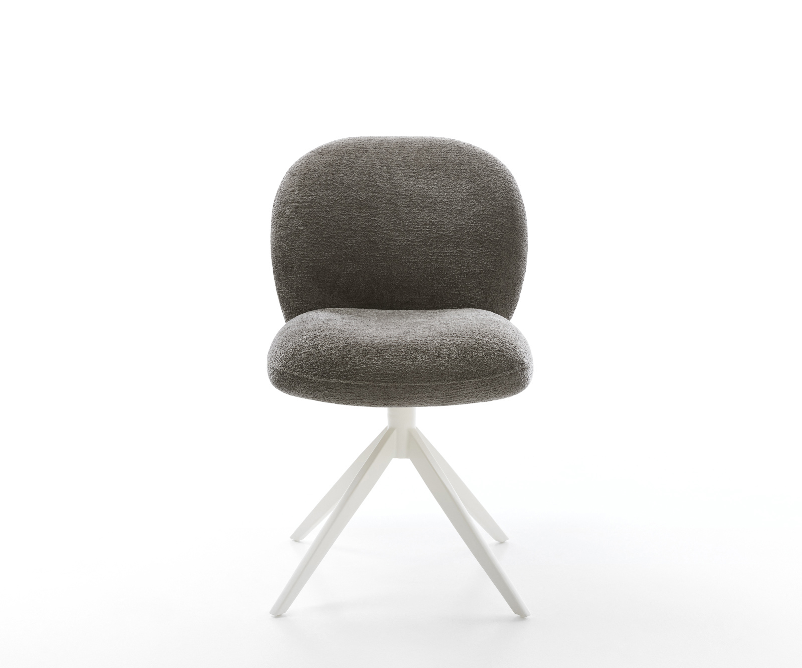 Jedálenská stolička Nube-Flex bouclé mäkký tmavobéžová krížová podstava široká biela 360° otočný hojdacia funkcia vrecková pružina - Image 2