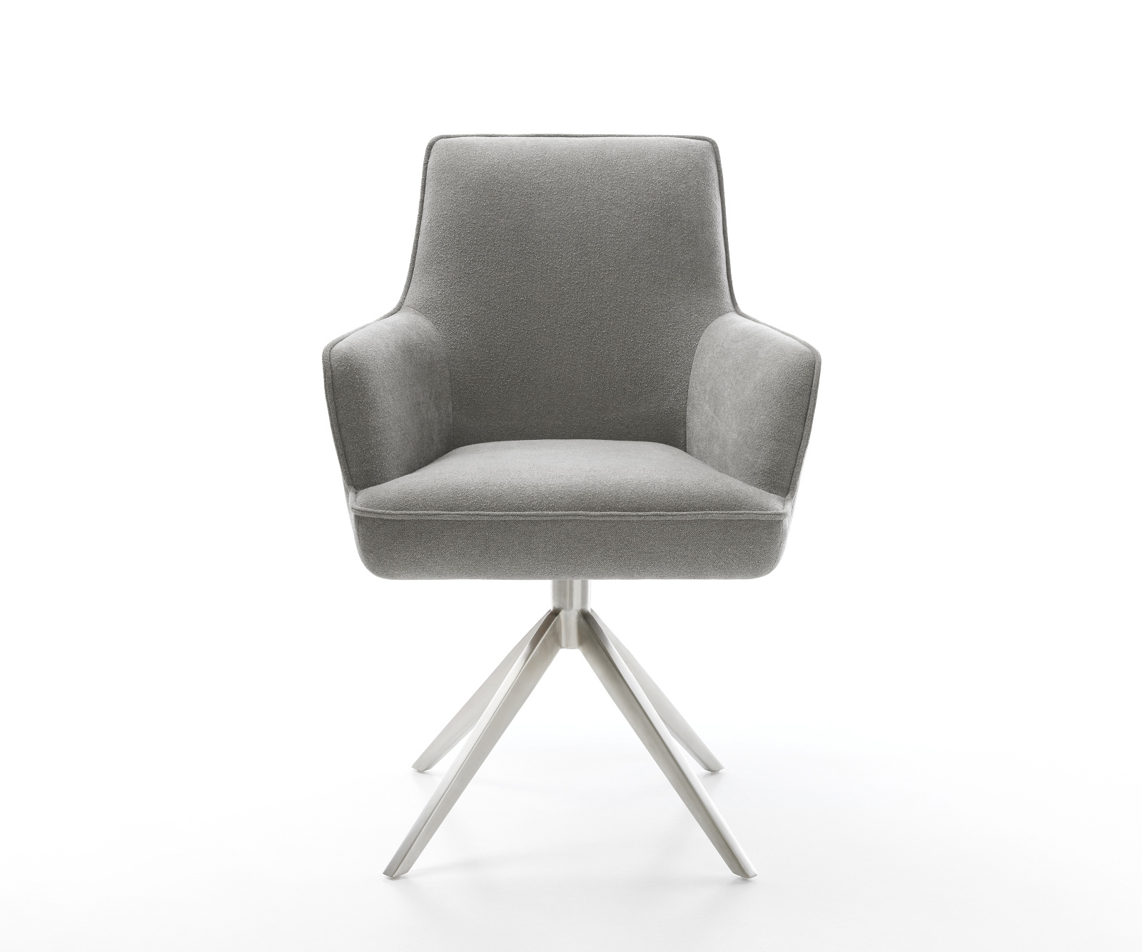 Jedálenská stolička Heira-Flex s opierkami texturovaná látka mäkký sivá krížová podstava široká nerezová oceľ 360° otočný hojdacia funkcia vrecková pružina - Image 2