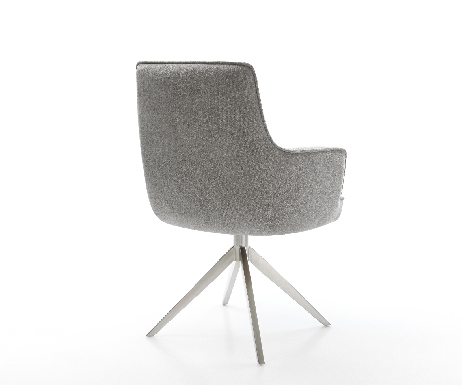 Jedálenská stolička Heira-Flex s opierkami texturovaná látka mäkký sivá krížová podstava široká nerezová oceľ 360° otočný hojdacia funkcia vrecková pružina - Image 5