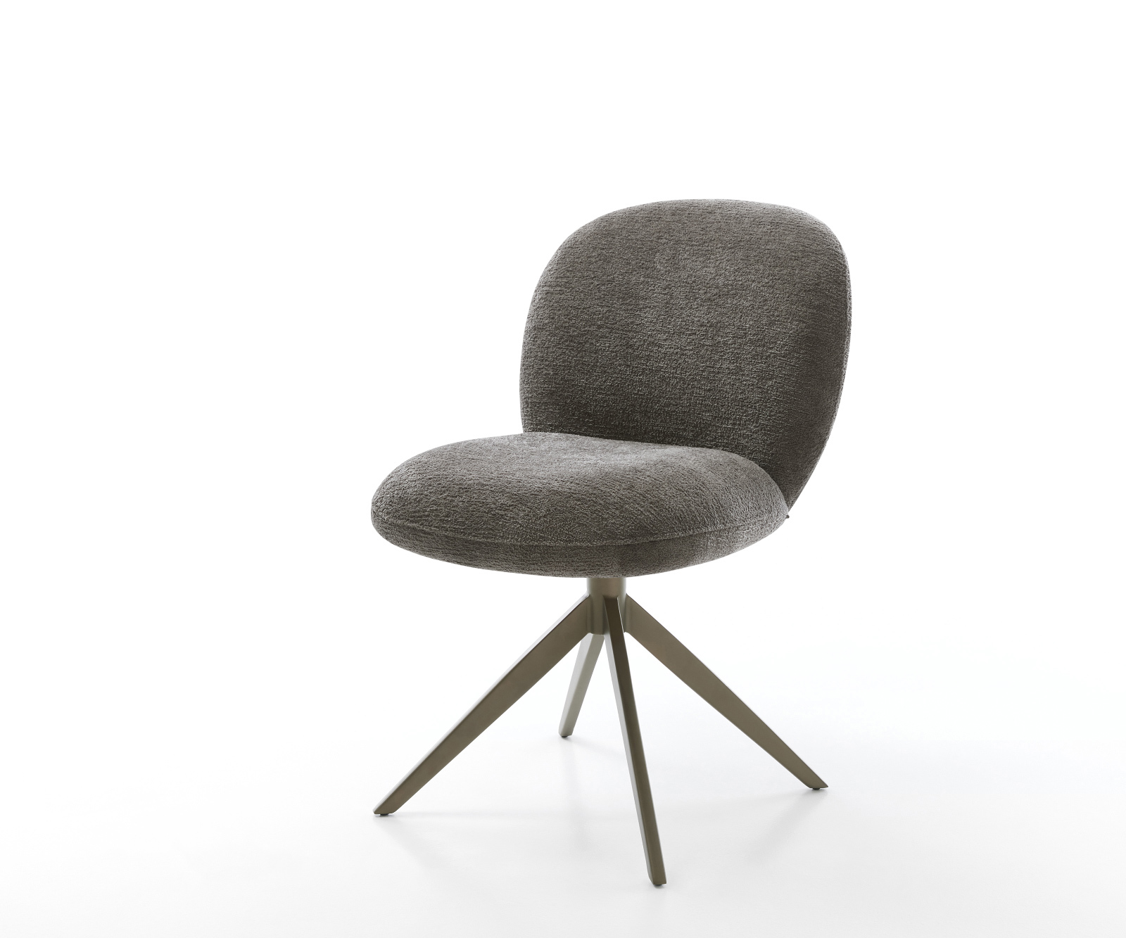 Jedálenská stolička Nube-Flex bouclé mäkký tmavobéžová krížová podstava široká titánová farba 360° otočný hojdacia funkcia vrecková pružina