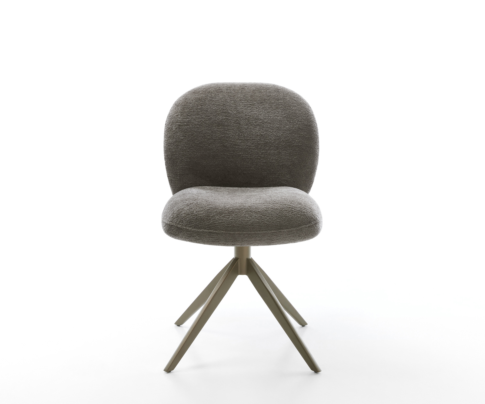 Jedálenská stolička Nube-Flex bouclé mäkký tmavobéžová krížová podstava široká titánová farba 360° otočný hojdacia funkcia vrecková pružina - Image 2