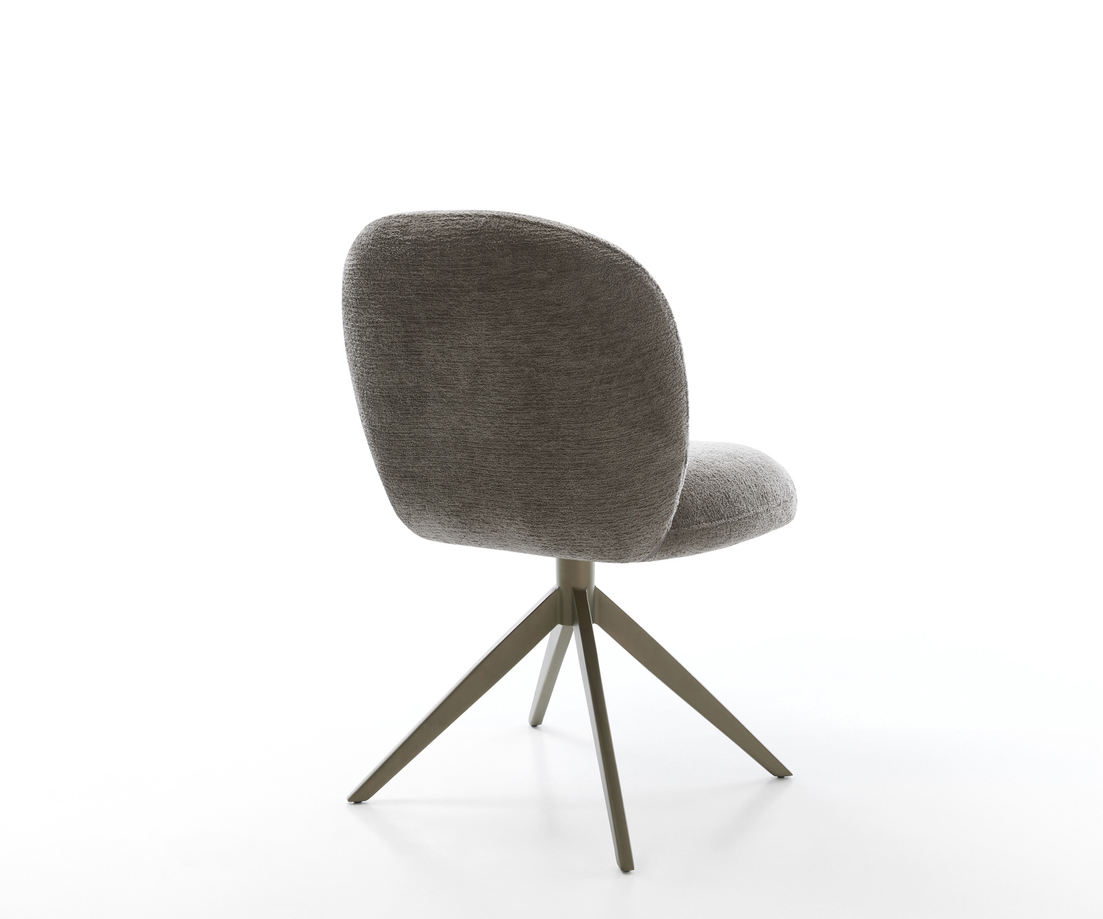 Jedálenská stolička Nube-Flex bouclé mäkký tmavobéžová krížová podstava široká titánová farba 360° otočný hojdacia funkcia vrecková pružina - Image 5