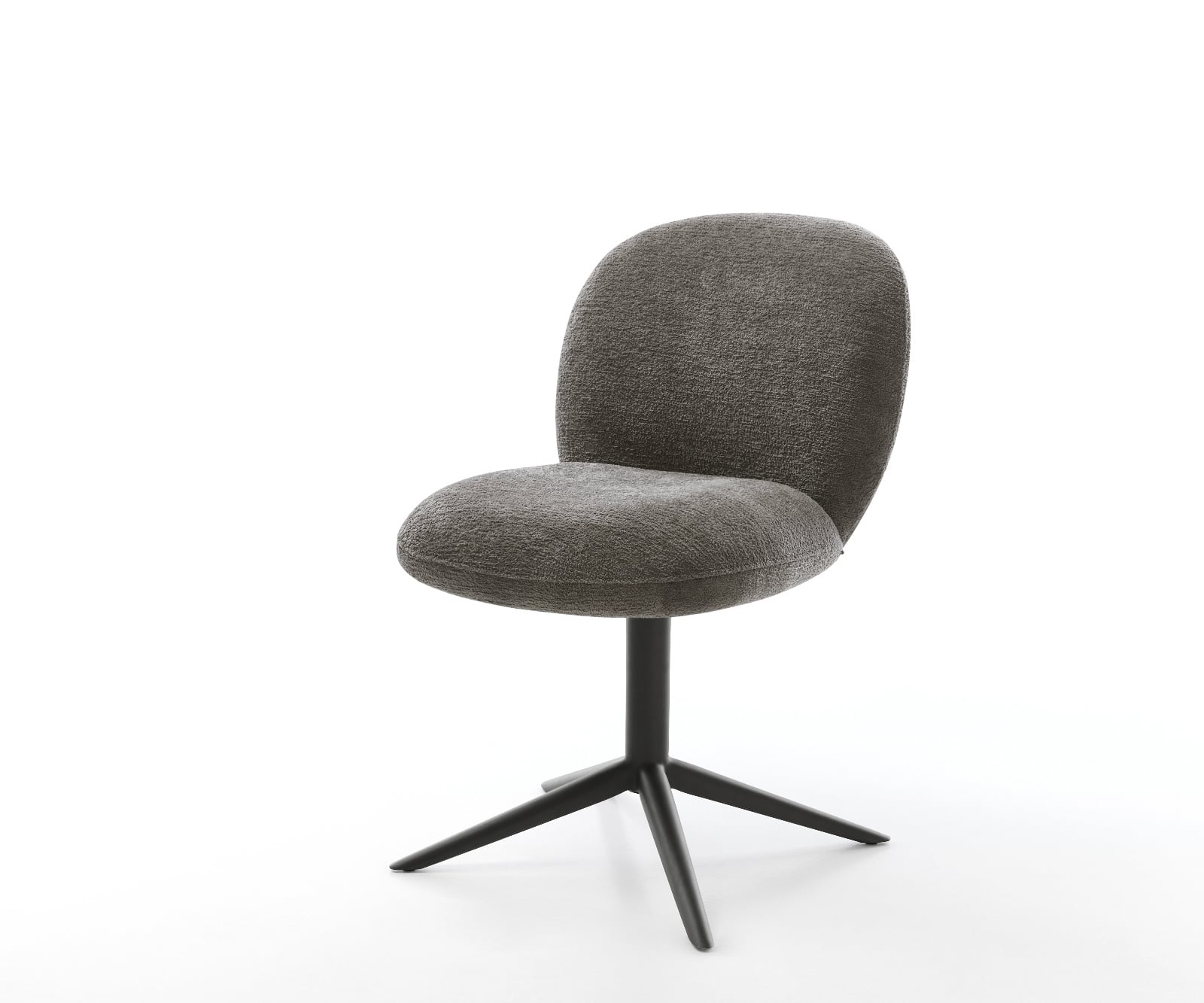 Jedálenská stolička Nube-Flex bouclé mäkký tmavobéžová čierna krížová podstava 360° otočný hojdacia funkcia vrecková pružina